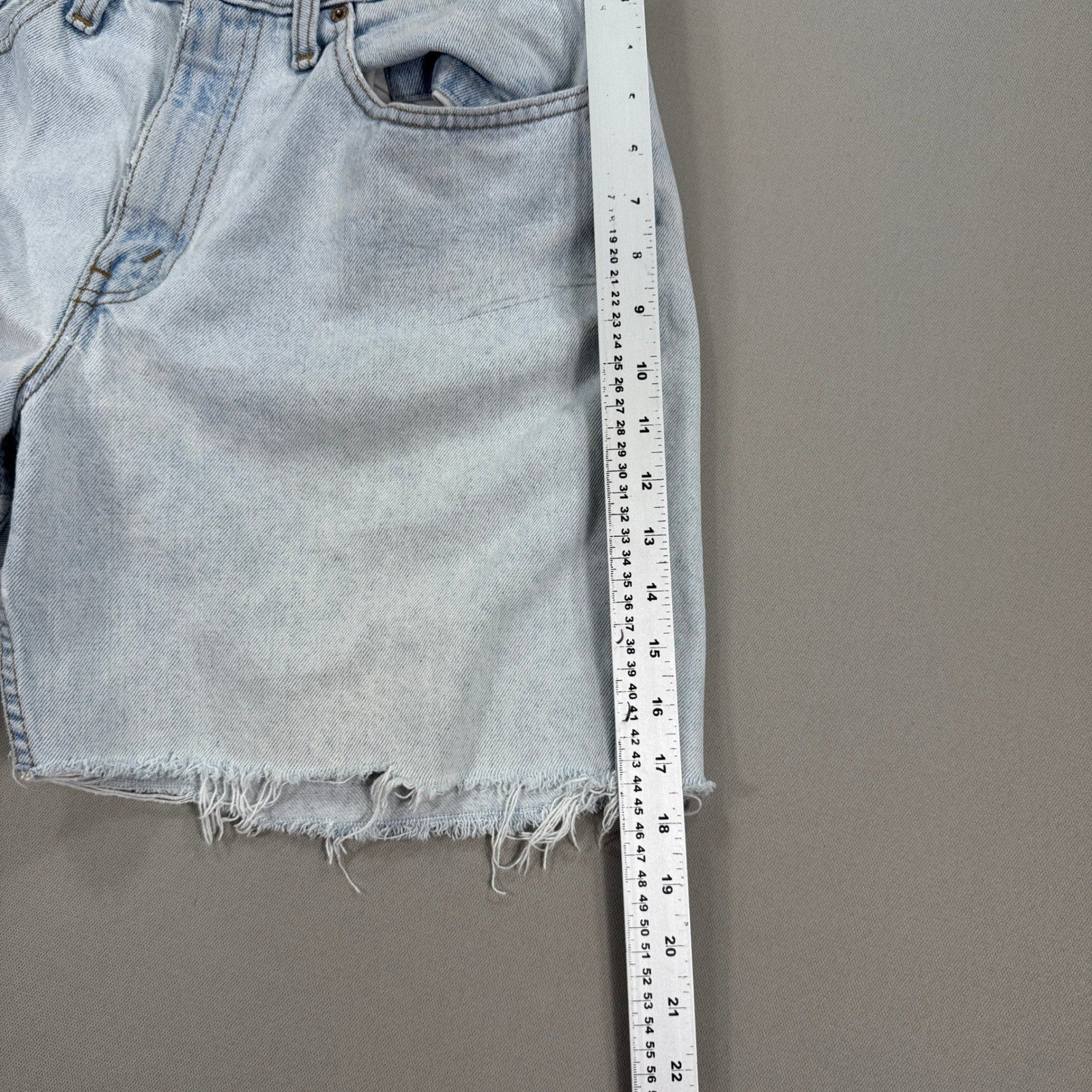 Levi's 535 Jean Shorts Womens Size 33 Light Wash Distressed Cut Off USA Made