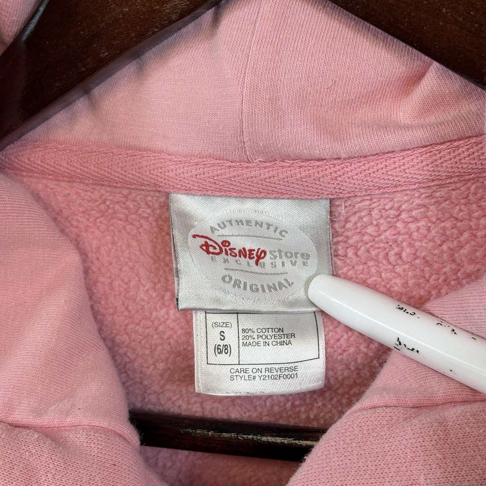 Disney Minnie Mouse Pink Zip Up Hoodie Womens Small Fleece Hooded Sweatshirt