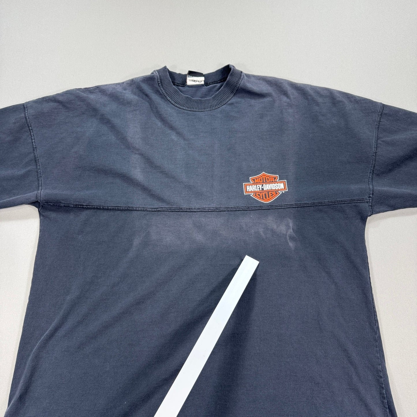 VTG Harley Davidson Long Sleeve T-Shirt mens 2XLT Black Big Spell Out Crewneck