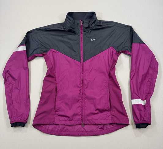 Vintage Nike Running Jacket Womens Small Purple Black Full Zip Windbreaker