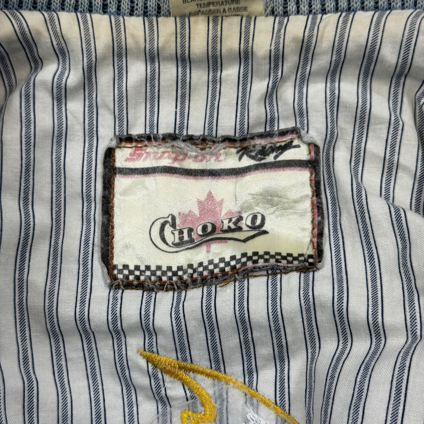 Snap On Racing Jacket mens Large Blue Jean Style Made in Canada Choko Apparel