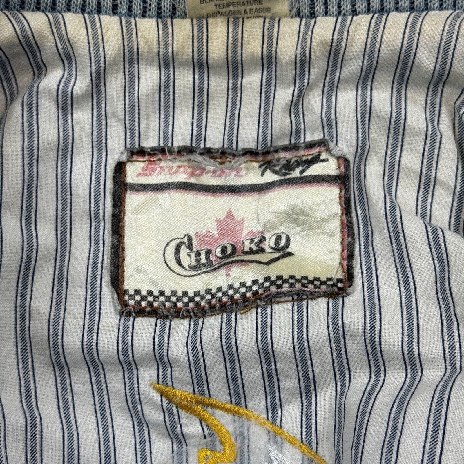 Snap On Racing Jacket mens Large Blue Jean Style Made in Canada Choko Apparel