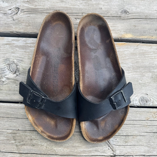 Birkenstock US 8 Madrid One Strap Black Slip On Slides Sandals Womens 36