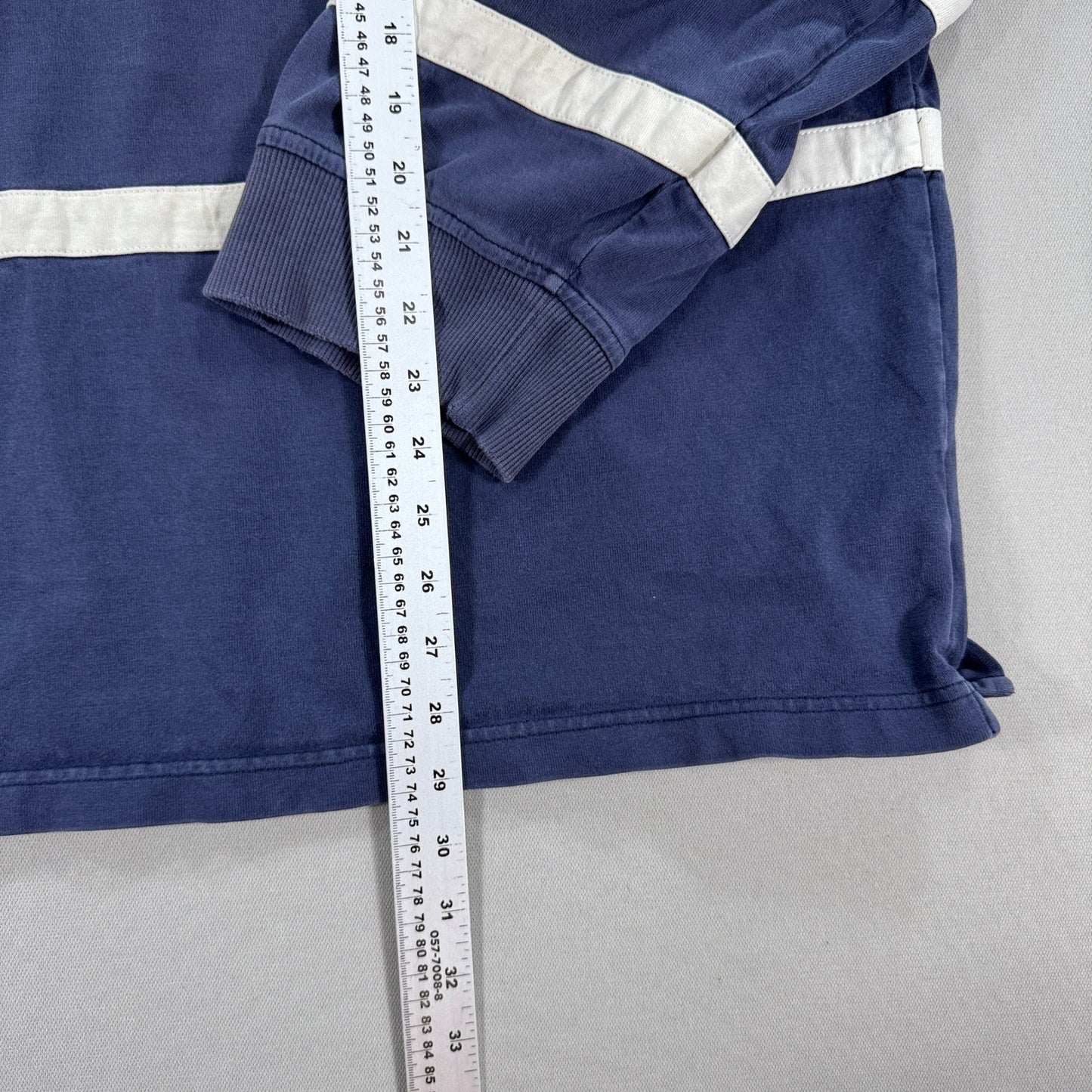 Tommy Hilfiger Rugby Shirt Long Sleeve mens 2XL Blue White Stripe Quarter Zip