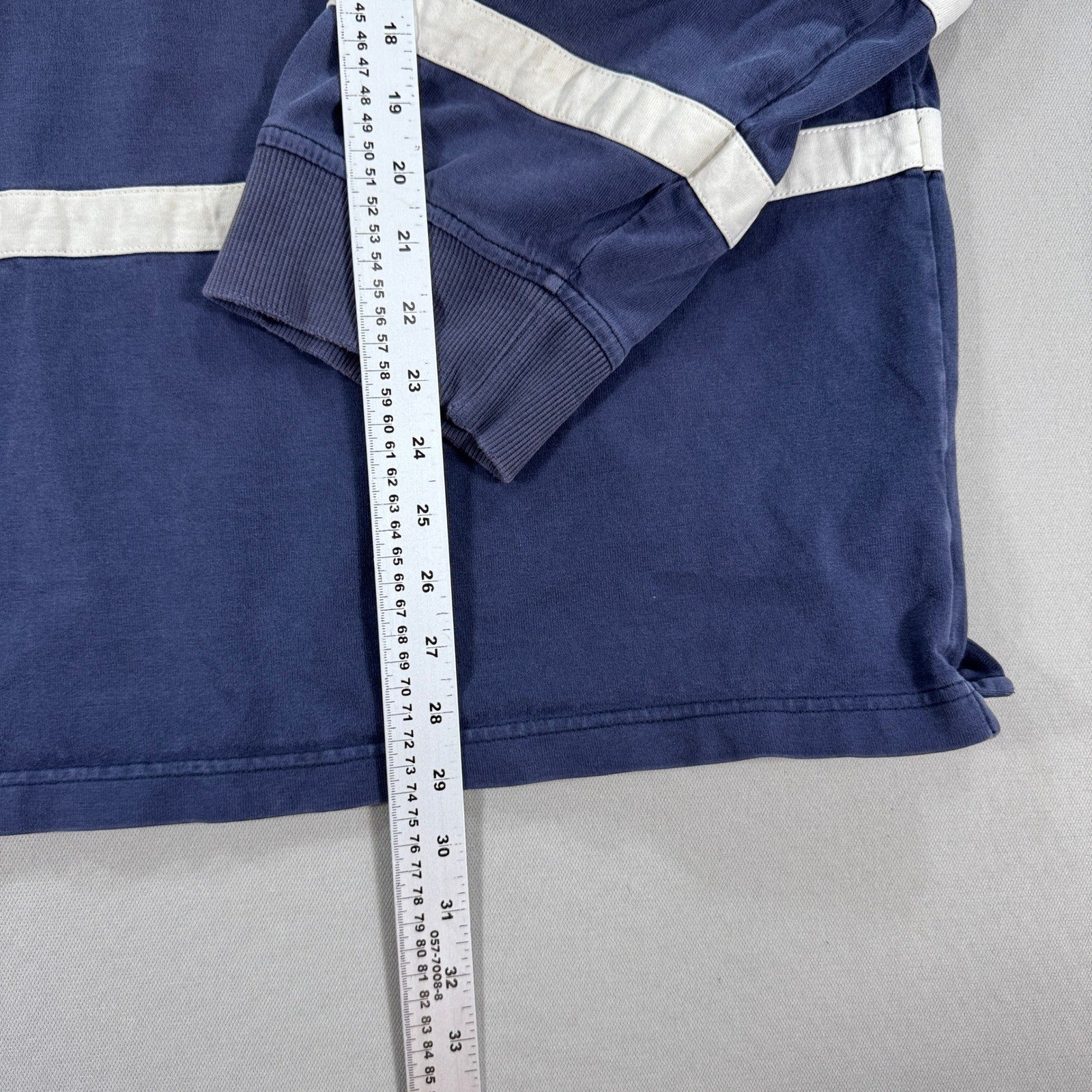 Tommy Hilfiger Rugby Shirt Long Sleeve mens 2XL Blue White Stripe Quarter Zip