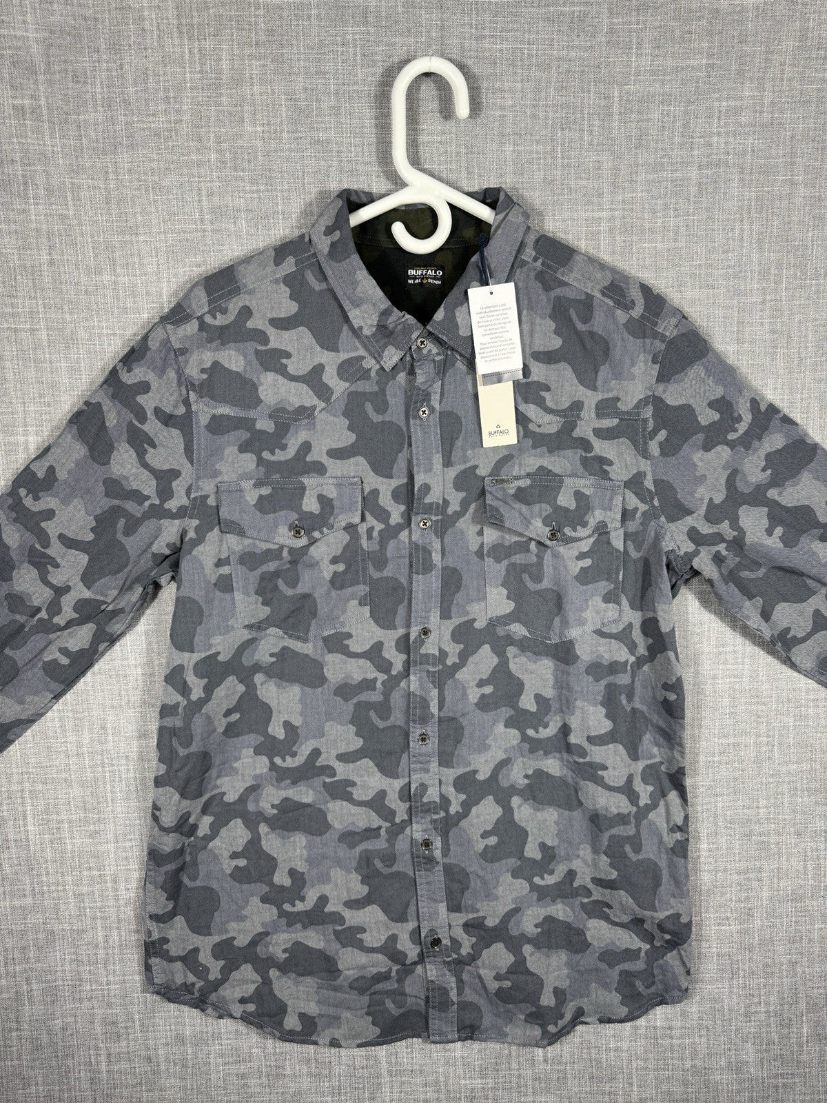 BUFFALO DAVID BITTON Camo Shirt Long Sleeve Sz Large Button Up New Msrp $99