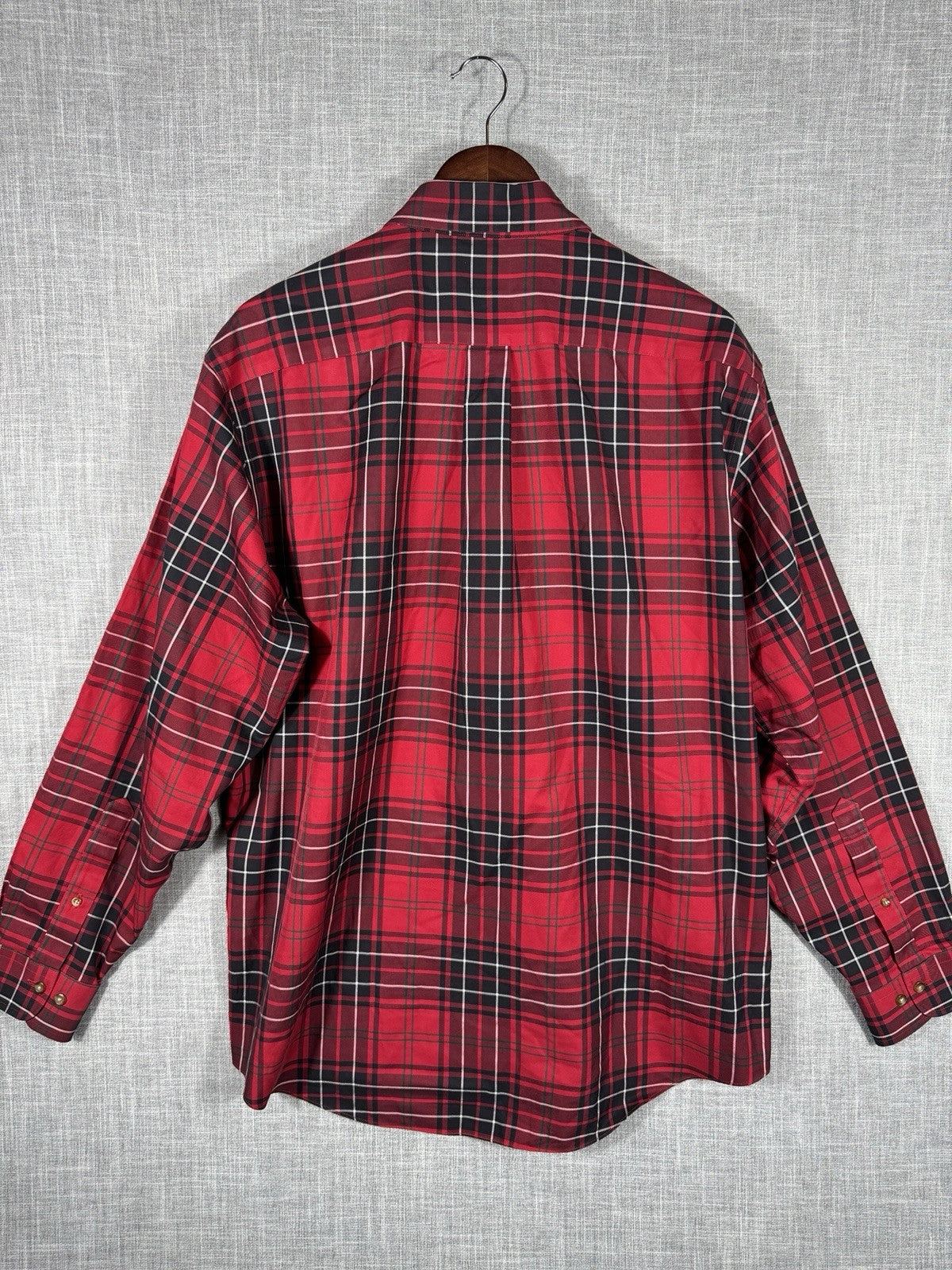 Brooks Brothers mens Polo Shirt Plaid Red Supima Cotton Large Button Down