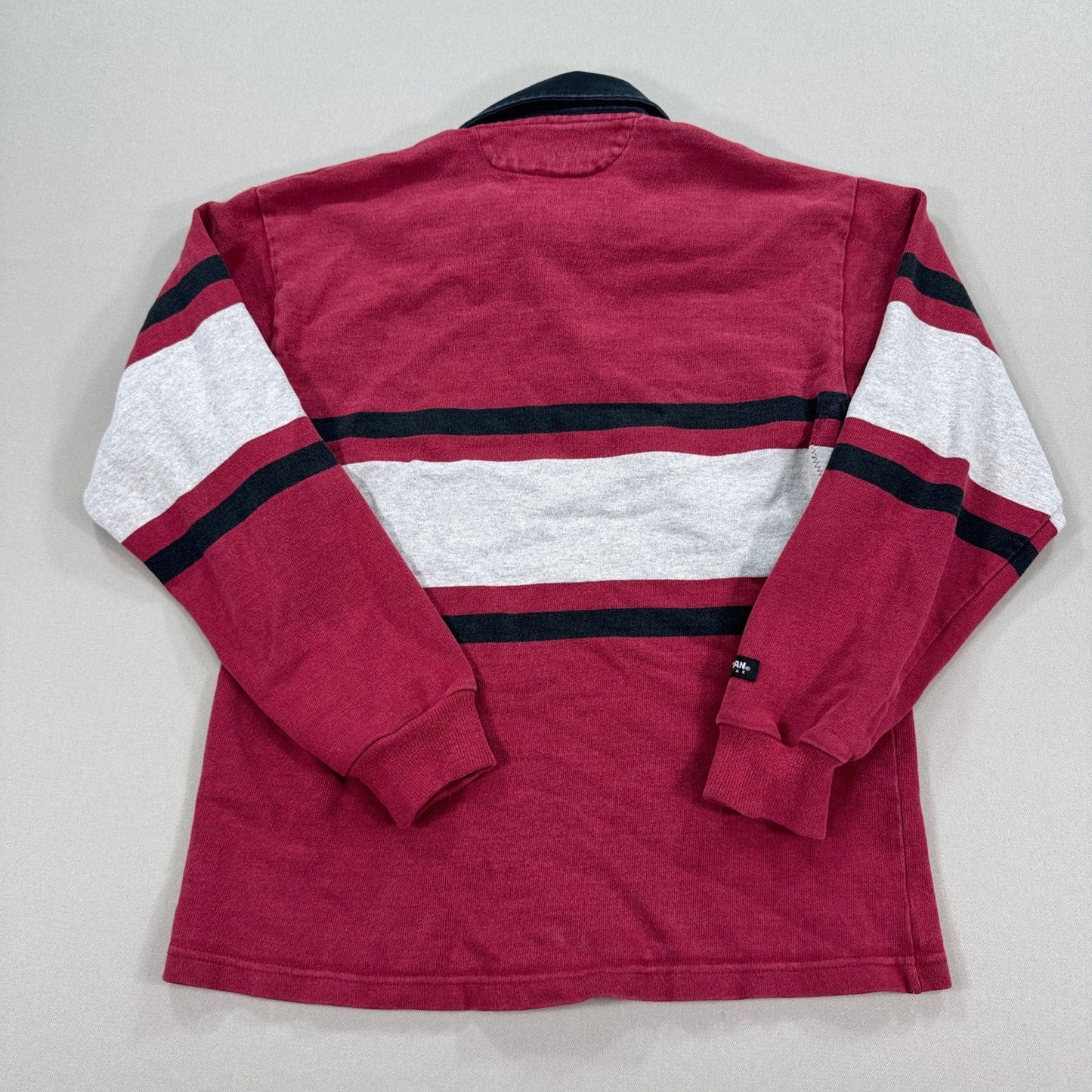 Vintage Barbarian Rugby Polo Shirt St James Lions Long Sleeve mens Small Red