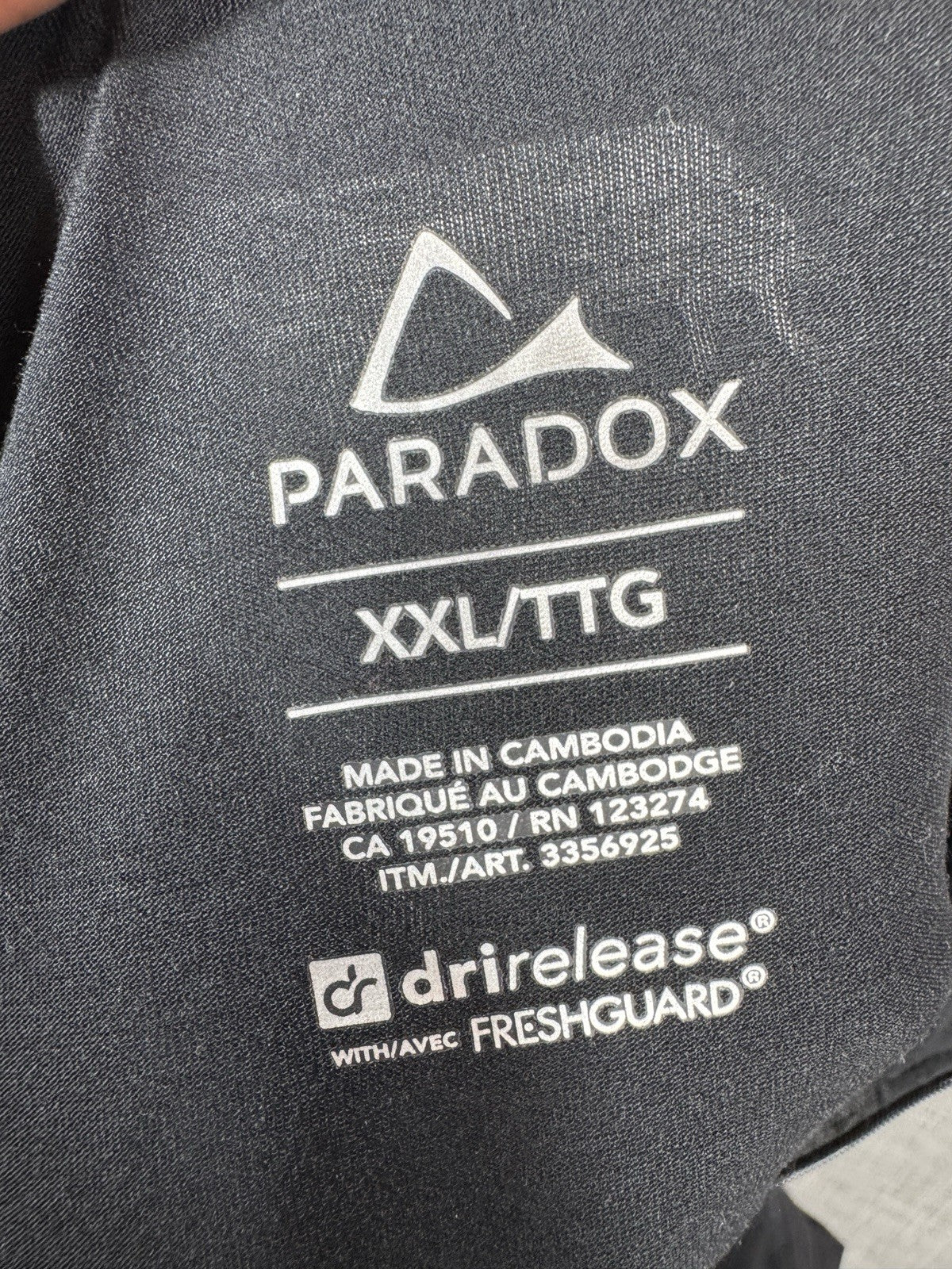 Paradox mens Merino Blend Base Layer Top 1/4 Zip Long Sleeve Black 2XL