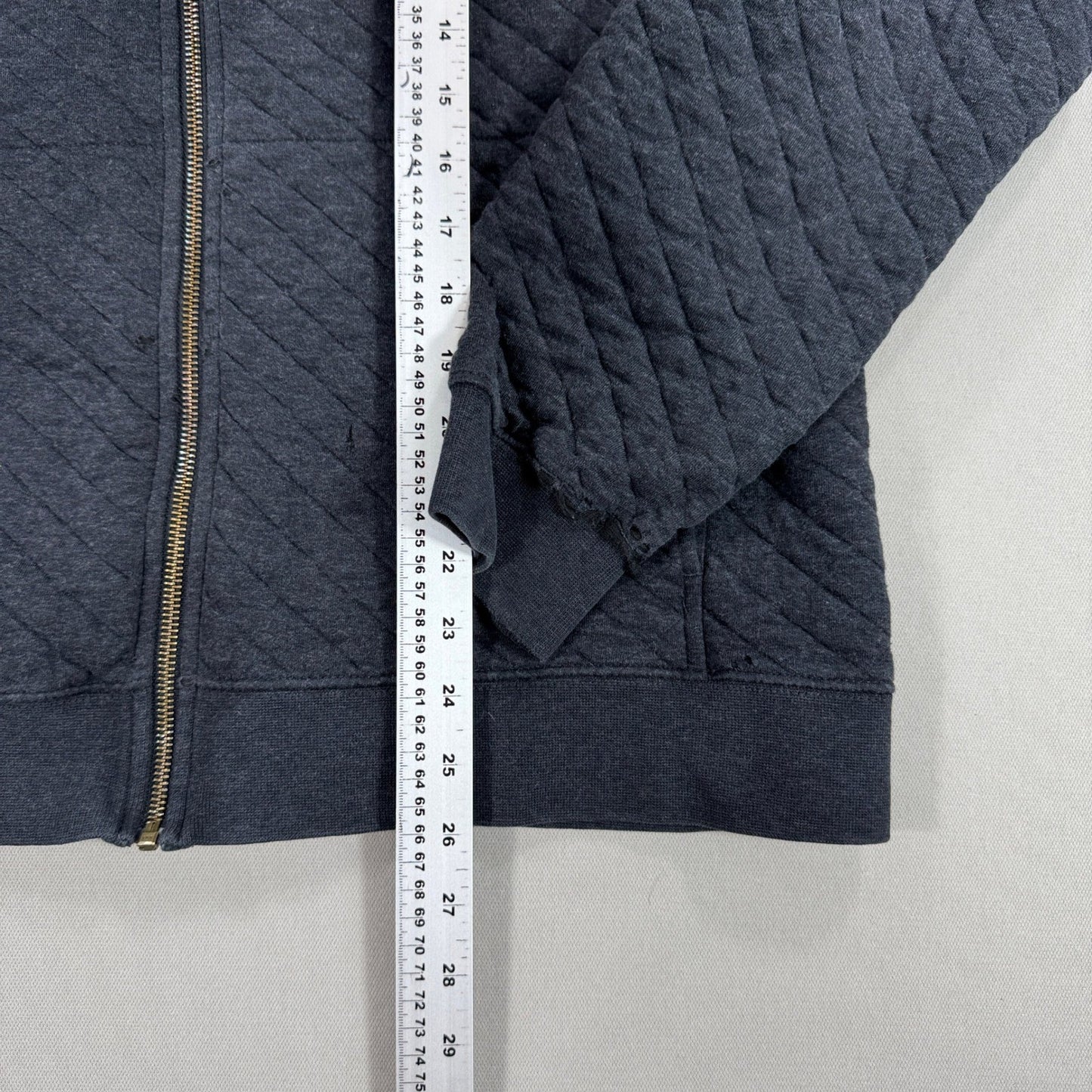 LL Bean Quilted Sweater Men's Large Navy Blue Zip Up Traditional Fit Sweatshirt