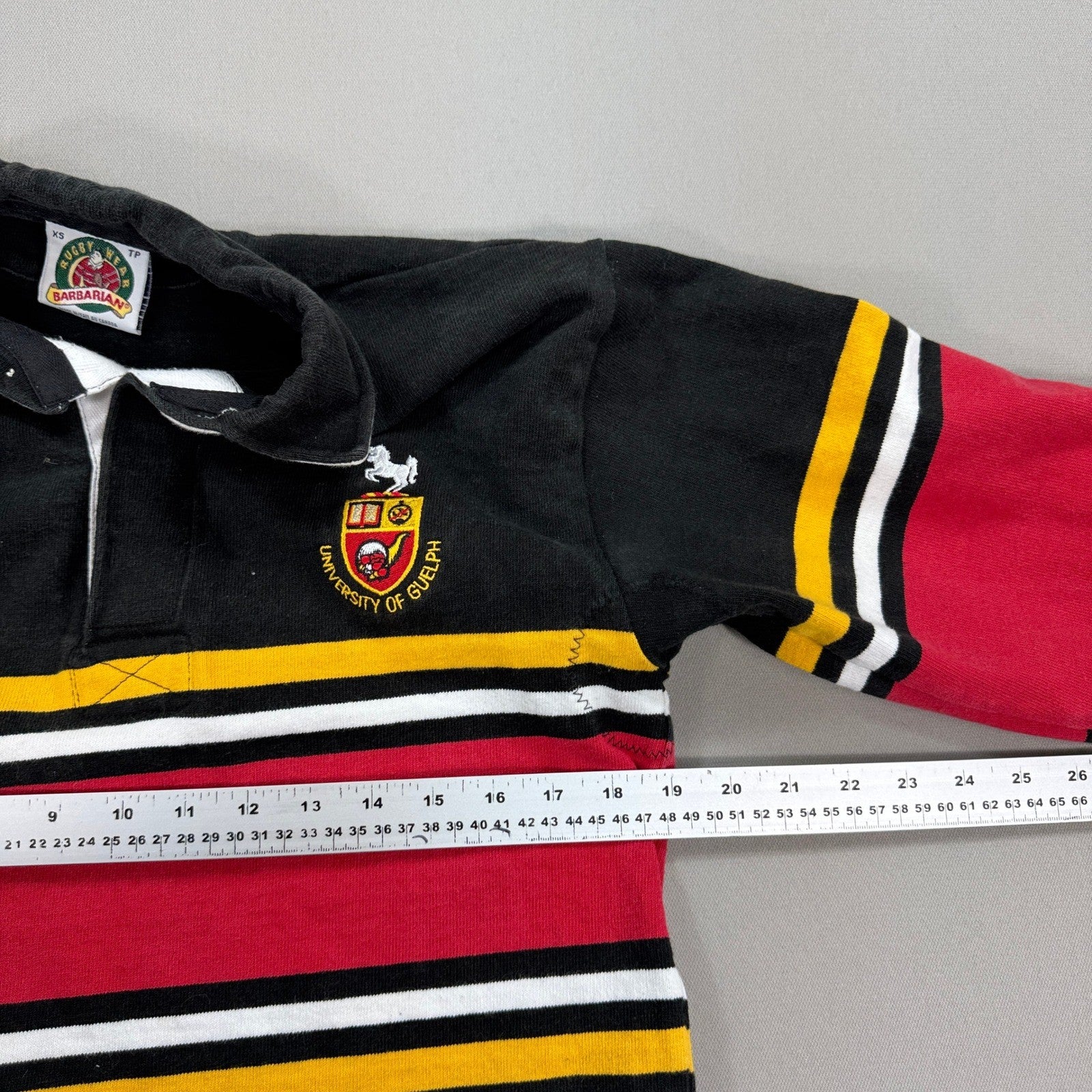Vintage Barbarian Rugby Wear Polo Shirt University of Guelph Mens XS Long Sleeve