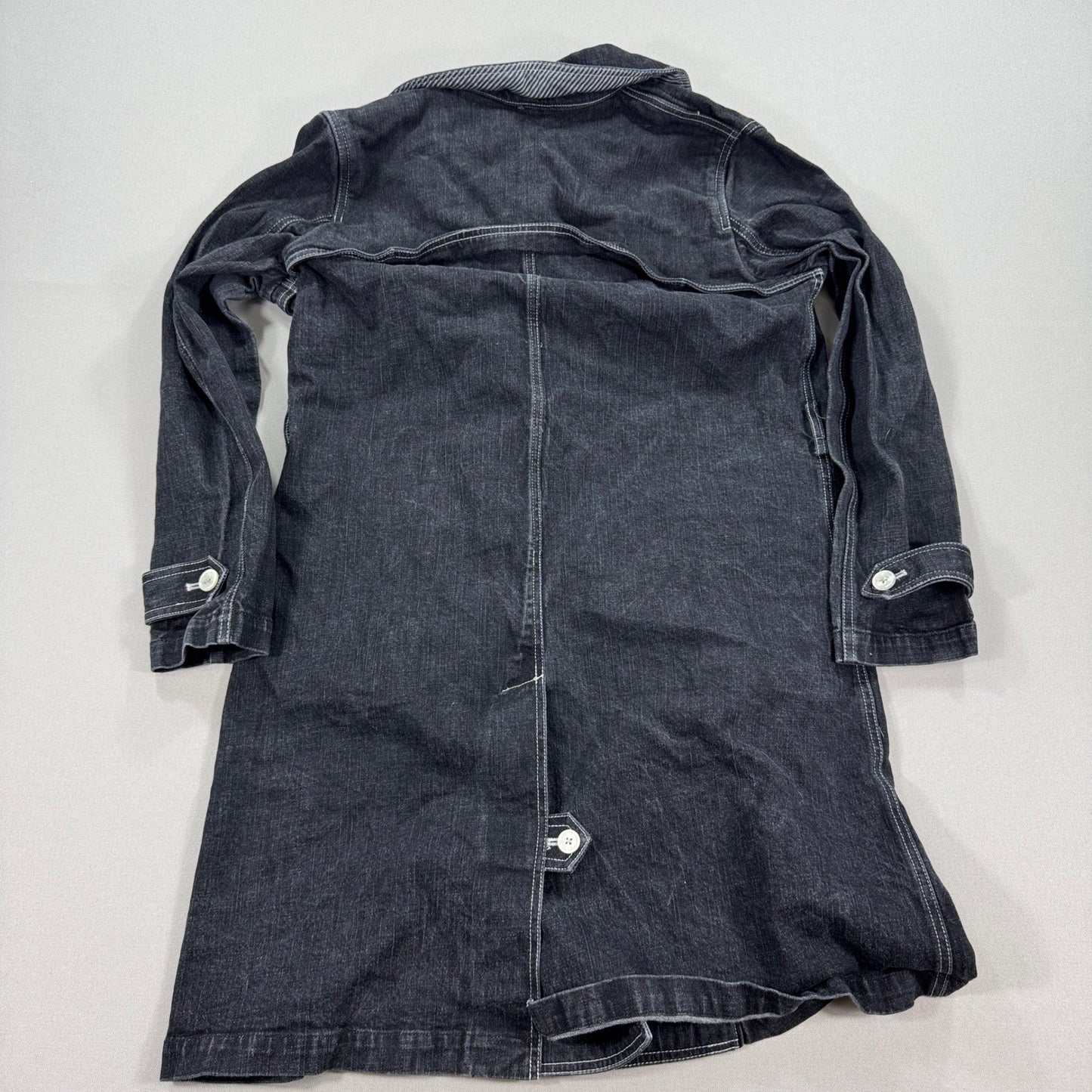 Lauren Jeans Co. Ralph Lauren Jean Trench Coat Womens Large Dark Wash Denim