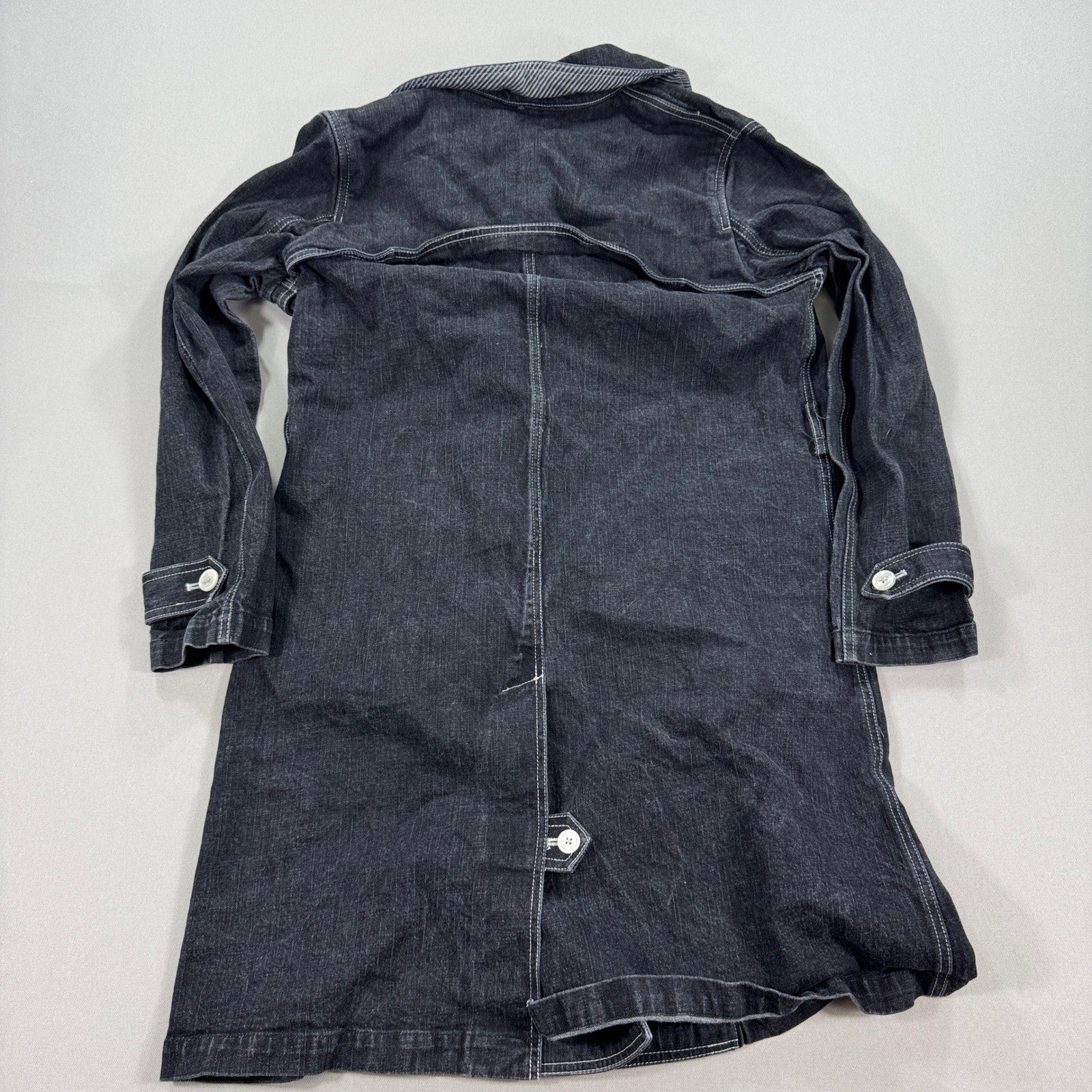 Lauren Jeans Co. Ralph Lauren Jean Trench Coat Womens Large Dark Wash Denim