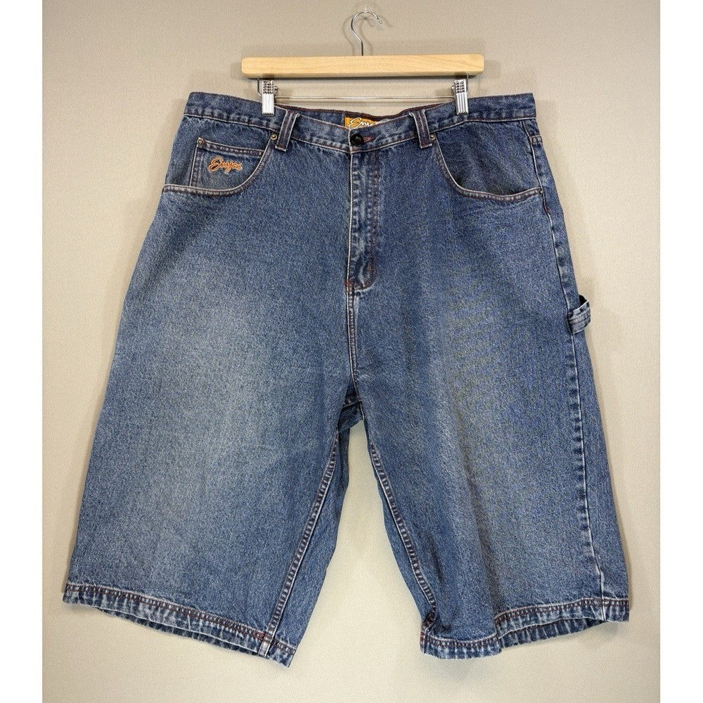 Enyce Jean Shorts Y2K Mens Size 42 Blue Denim 90s Hip Hop Skater Wide Leg
