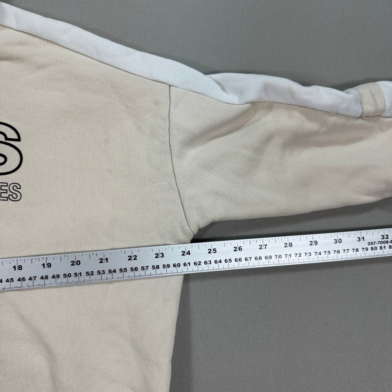 Adidas Crop Top Hoodie Womens Medium Cream White Outline Spellout