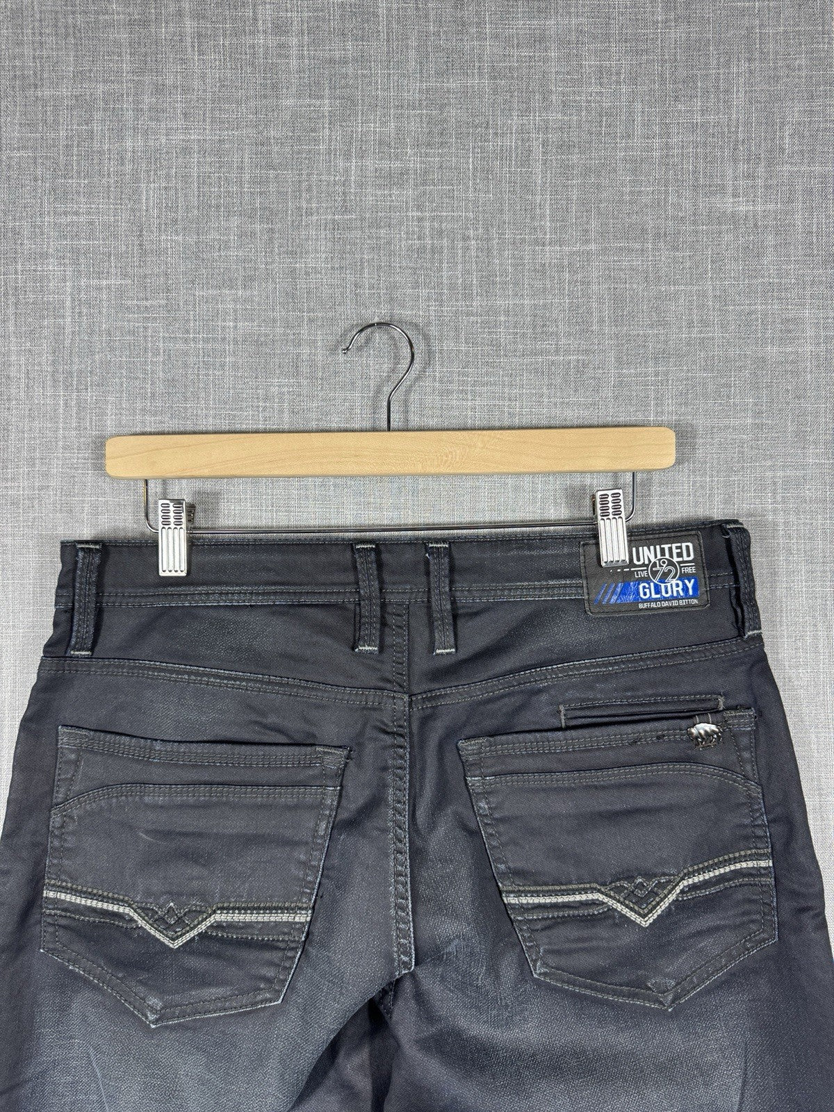 Buffalo David Bitton Ash X Skinny Stretch Black Jeans Dark Wash Mens 32x32