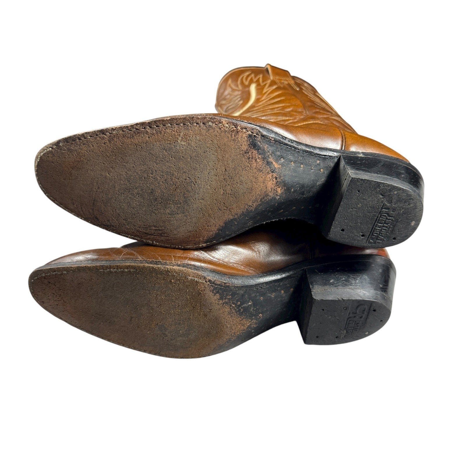 Don Quijote Cowboy Boots mens Size 11.5 Brown Leather Pointed Cut Out