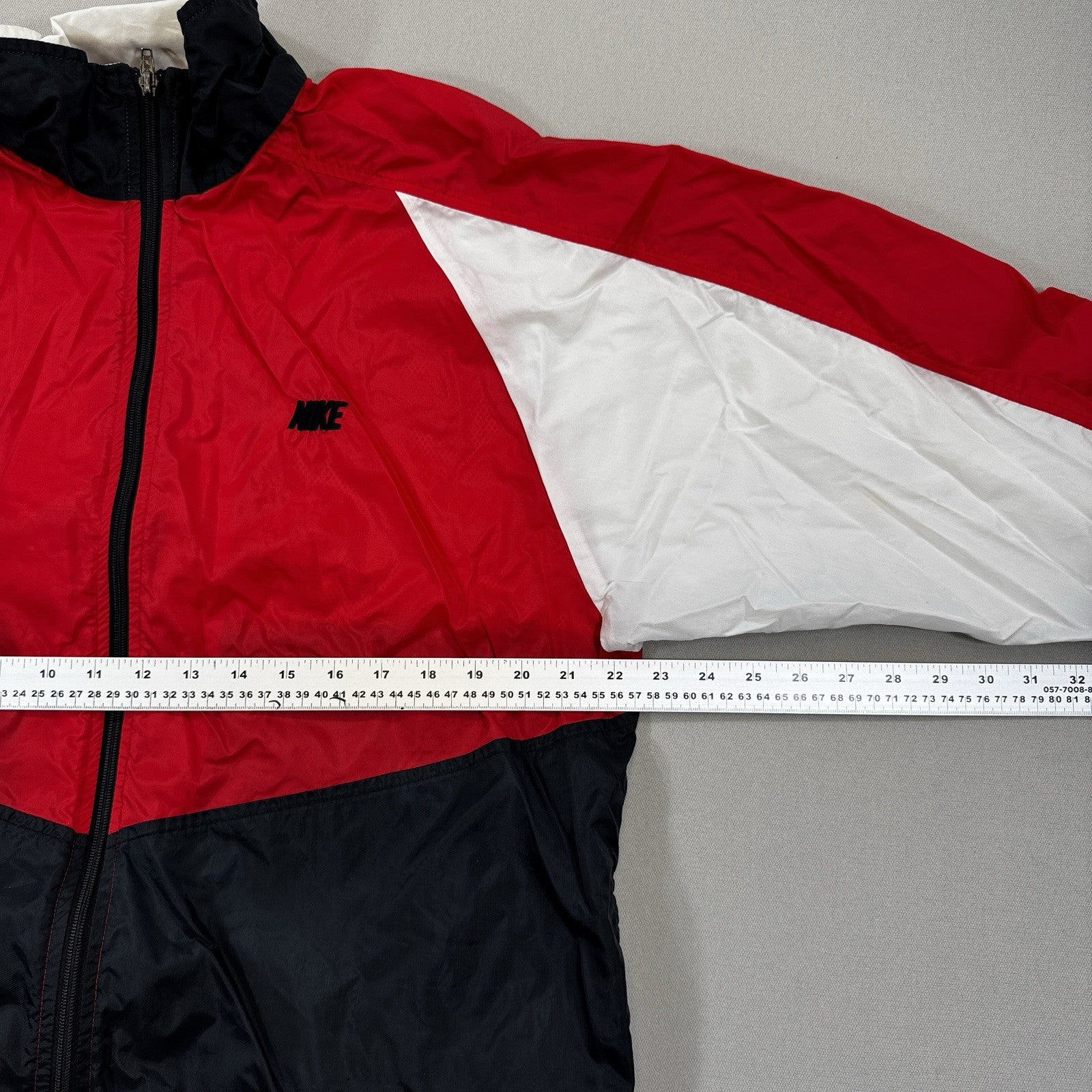 Vintage Nike Windbreaker Jacket mens Large Red White Full Zip Athletic Boxy Fit