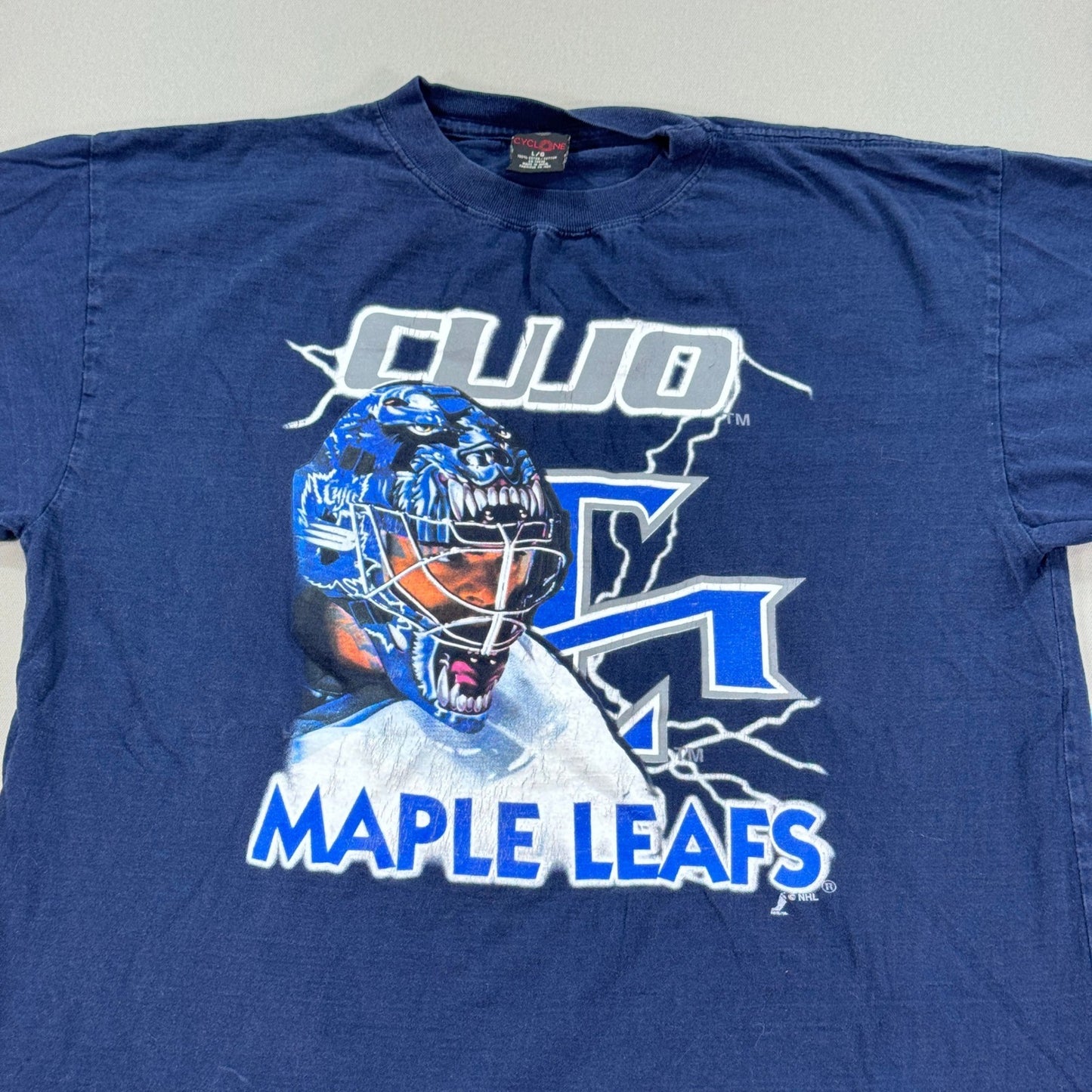 Vintage Toronto Maple Leafs Curtis Joseph Shirt NHL Hockey mens Large Navy Blue