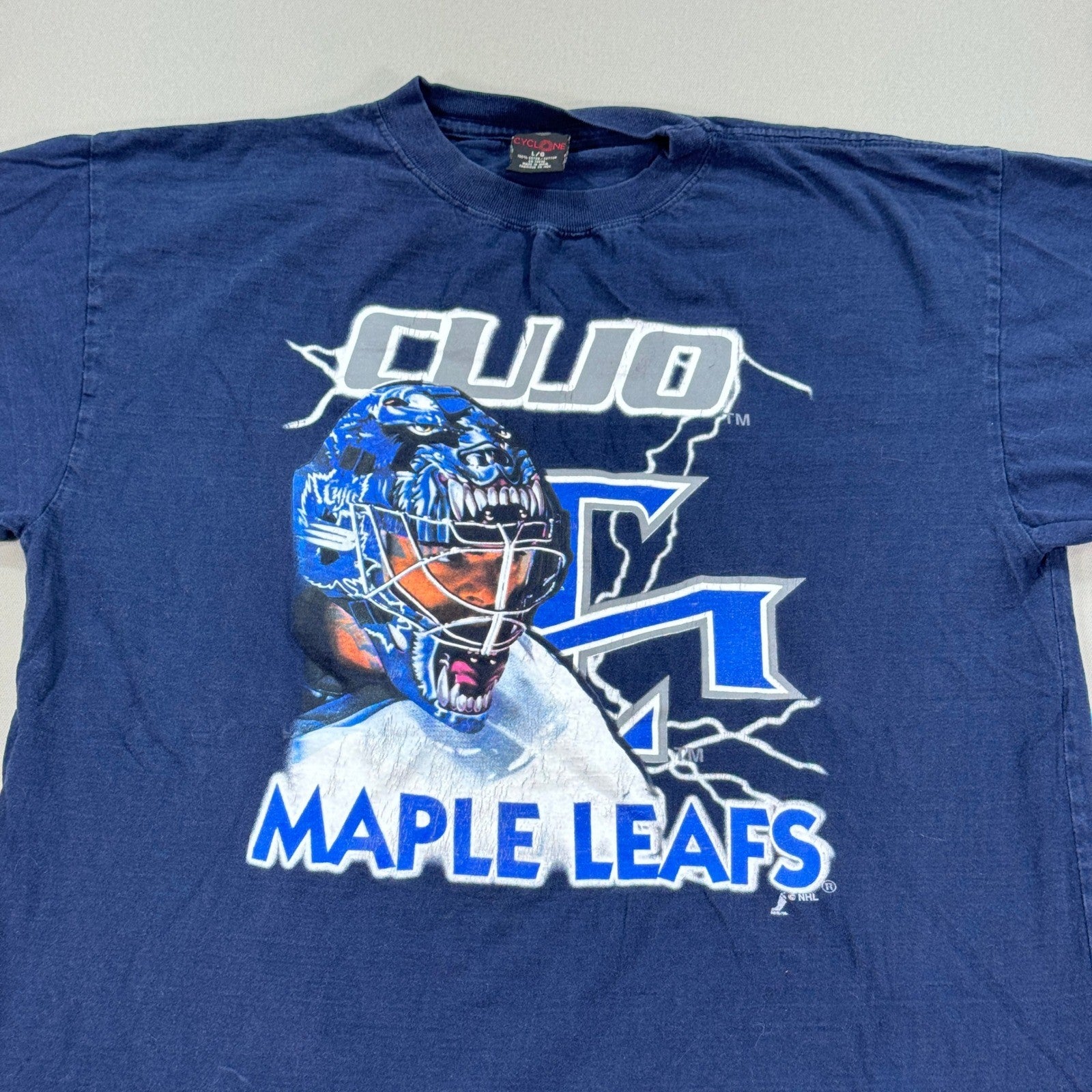 Vintage Toronto Maple Leafs Curtis Joseph Shirt NHL Hockey mens Large Navy Blue