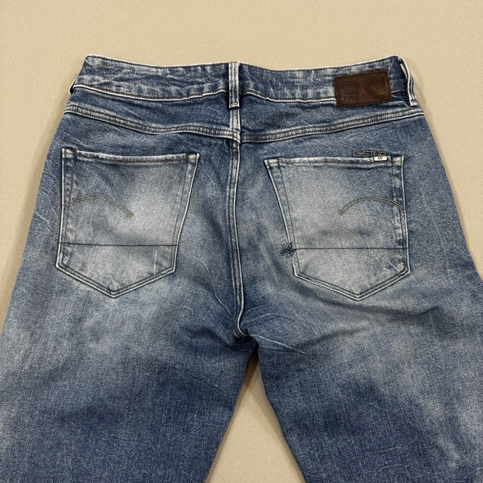 G-Star RAW 3301 Mid Waist Boyfriend Jeans Womens 27x32 Blue Denim Medium Wash