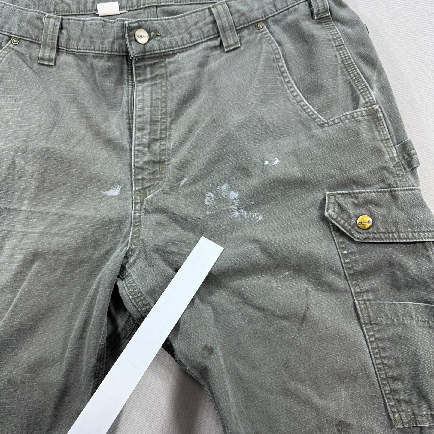 Carhartt Carpenter Cargo Shorts mens Size 40 Olive Green Canvas Relaxed Fit