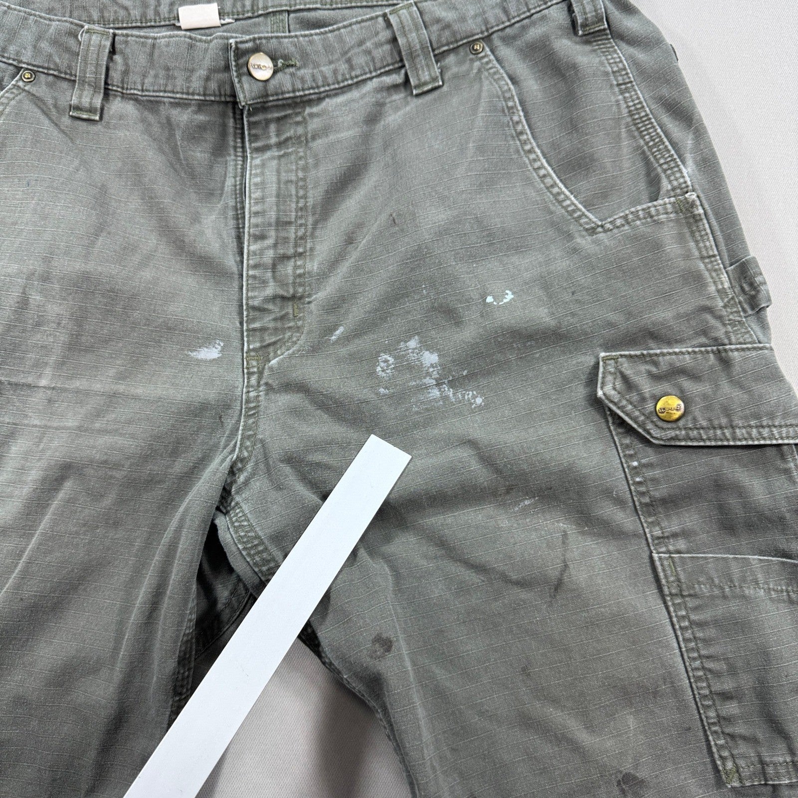 Carhartt Carpenter Cargo Shorts mens Size 40 Olive Green Canvas Relaxed Fit