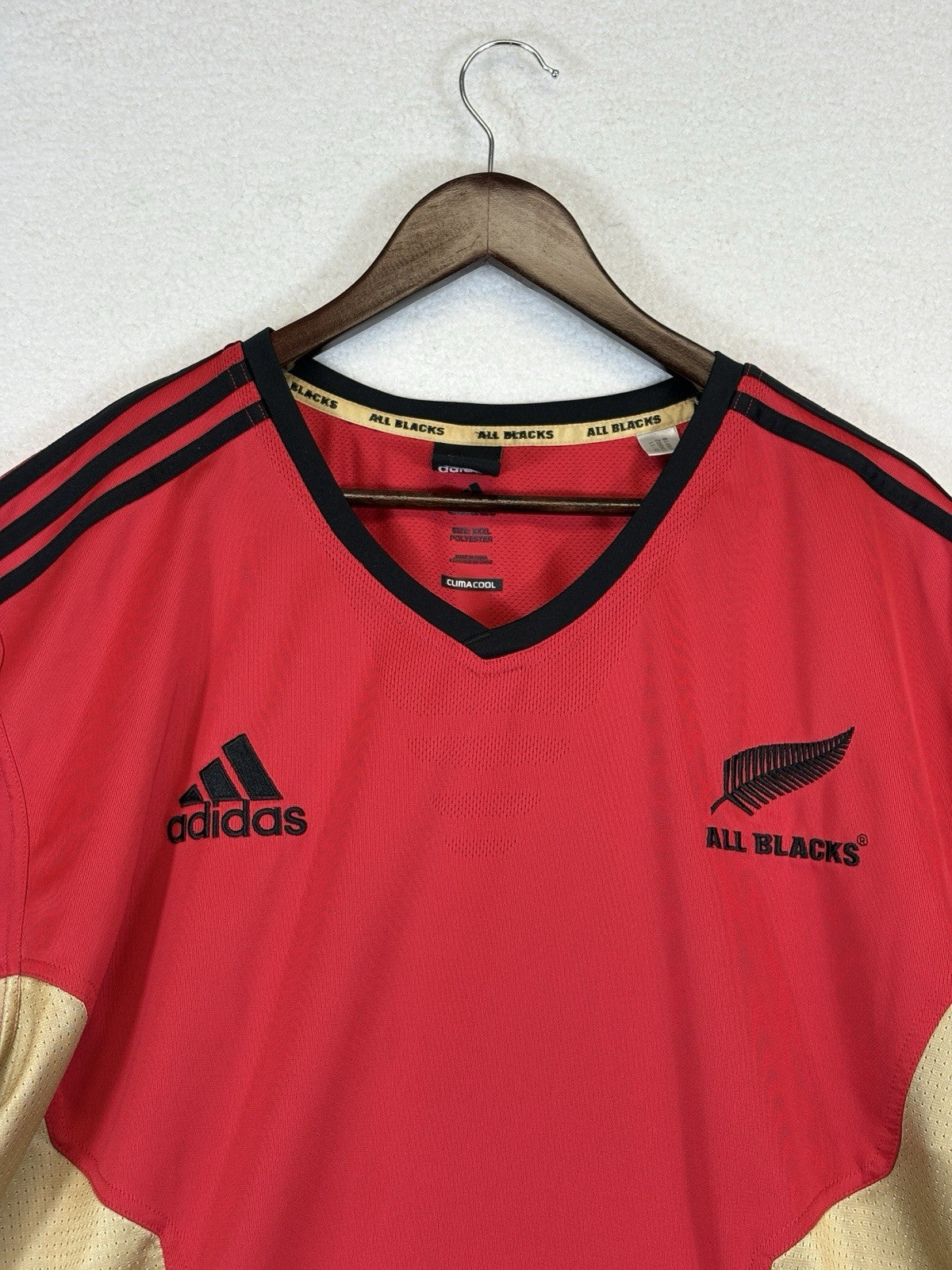Adidas All Blacks New Zealand Rugby Training Red Jersey Climacool Mens 3XL