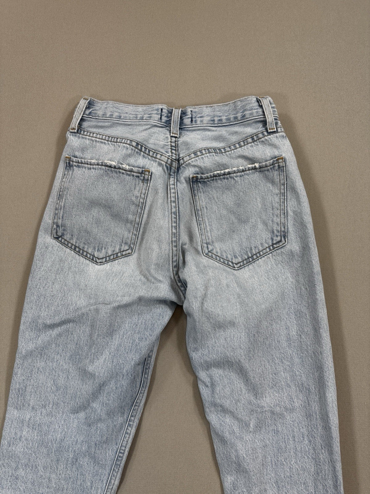 Agolde Riley Jeans Womens Size 23 Blue Denim Distressed Button Fly Made In USA