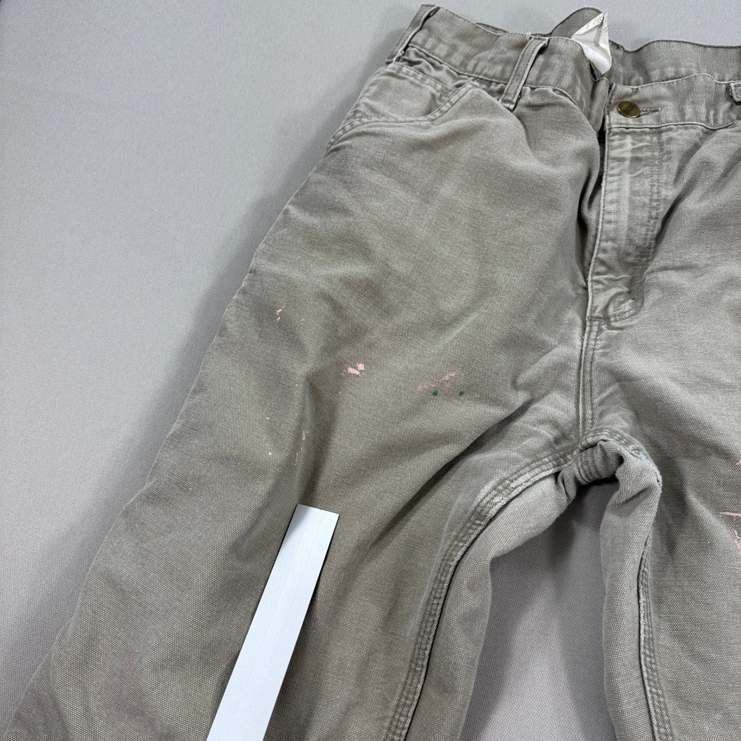 Vintage Carhart B11 Pants Mens 34x30 Beige Duck Canvas Distressed Wideleg