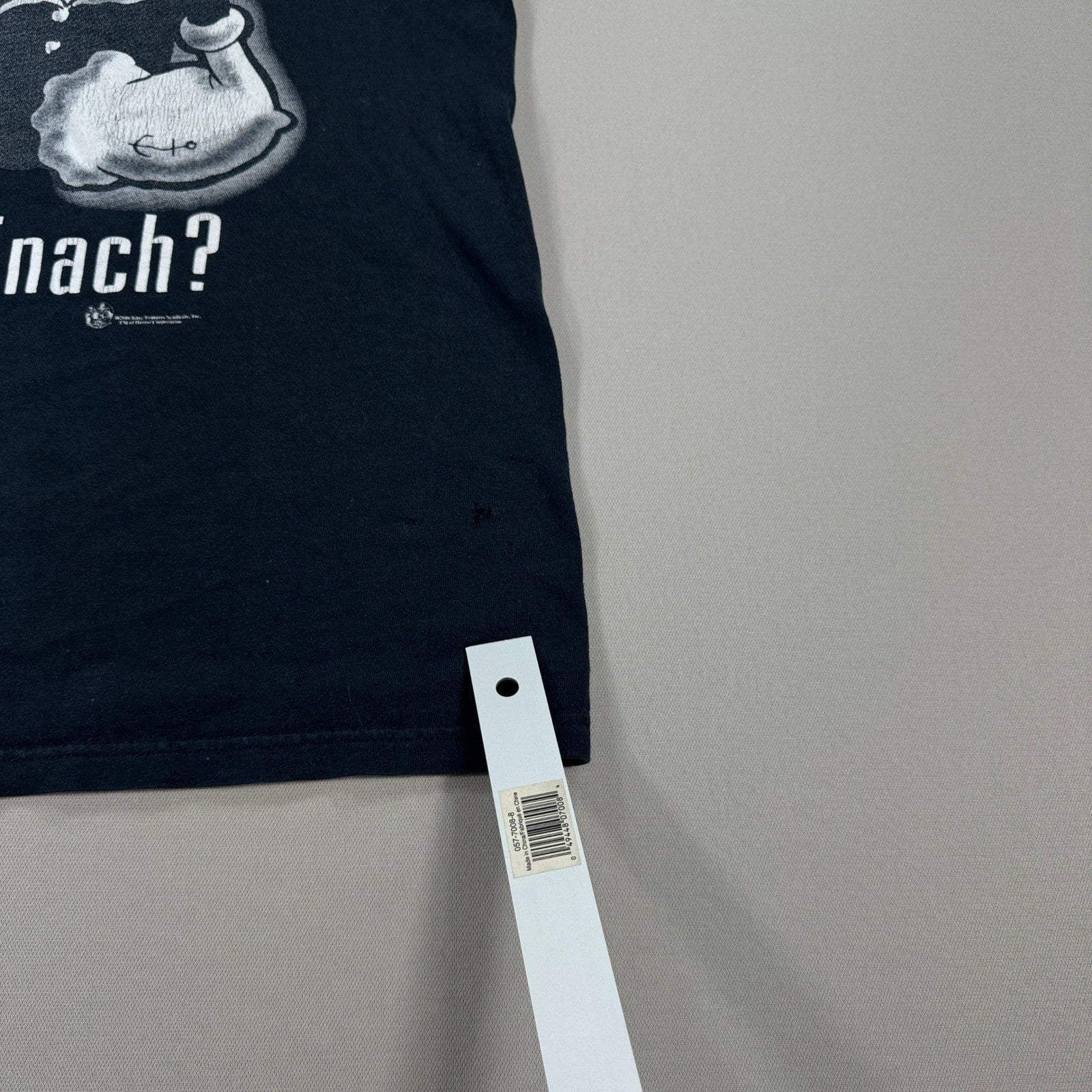 Vintage Popeye Got Spinach Shirt Cartoon Cut-Off mens Medium Black