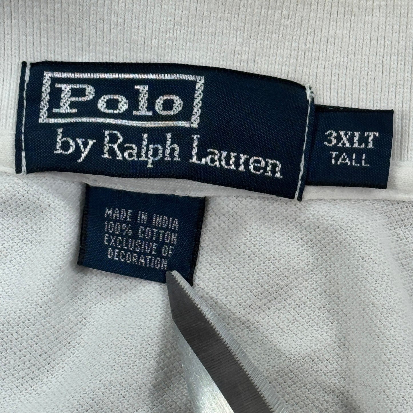Polo Ralph Lauren Polo Shirt mens 3XLT Ivory Blue Striped Cotton Pony Classic