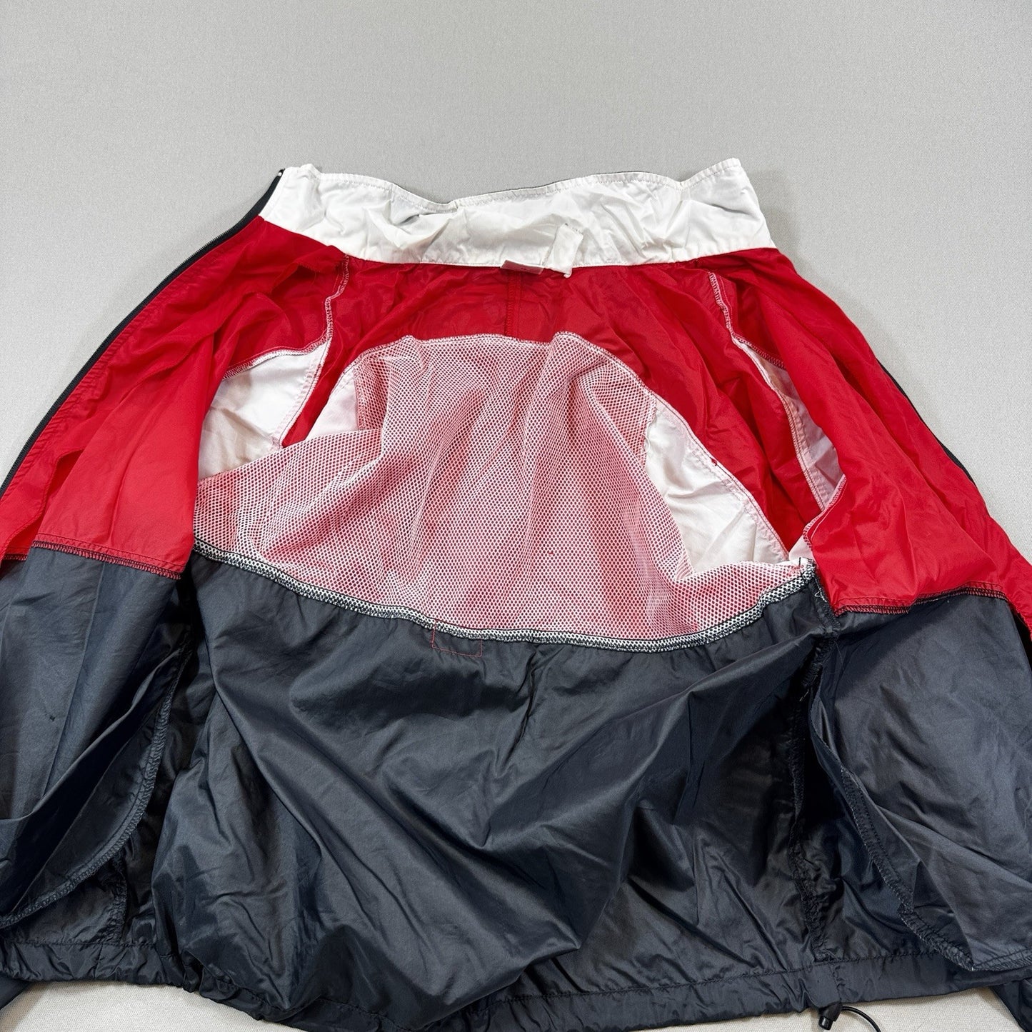 Vintage Nike Windbreaker Jacket mens Large Red White Full Zip Athletic Boxy Fit