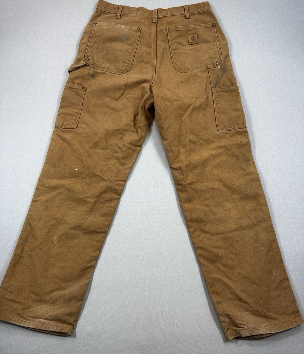 VTG Carhartt Pants Double Knee Carpenter mens 33x32 Brown Distressed Made in US