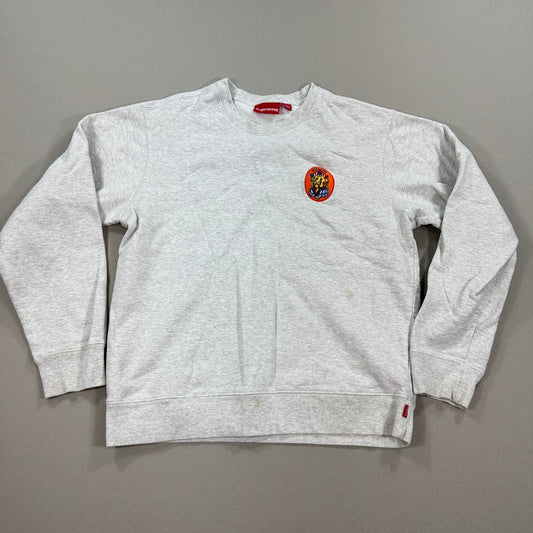 Supreme Ganesh Crewneck Sweatshirt mens Medium Gray Embroidered Logo Pullover