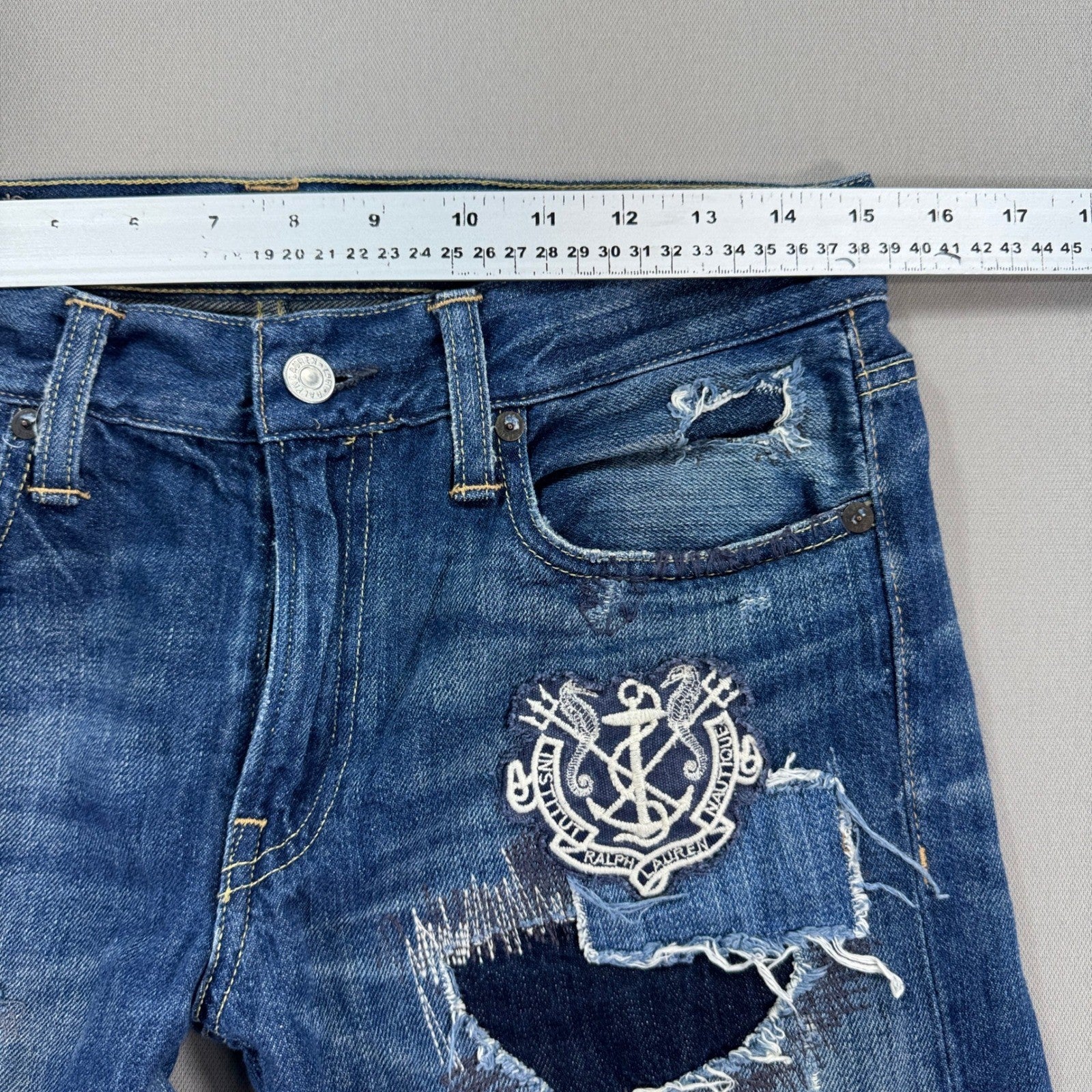 Polo Ralph Lauren Patchwork Jeans Astor Slim Boyfriend Womens Size 26