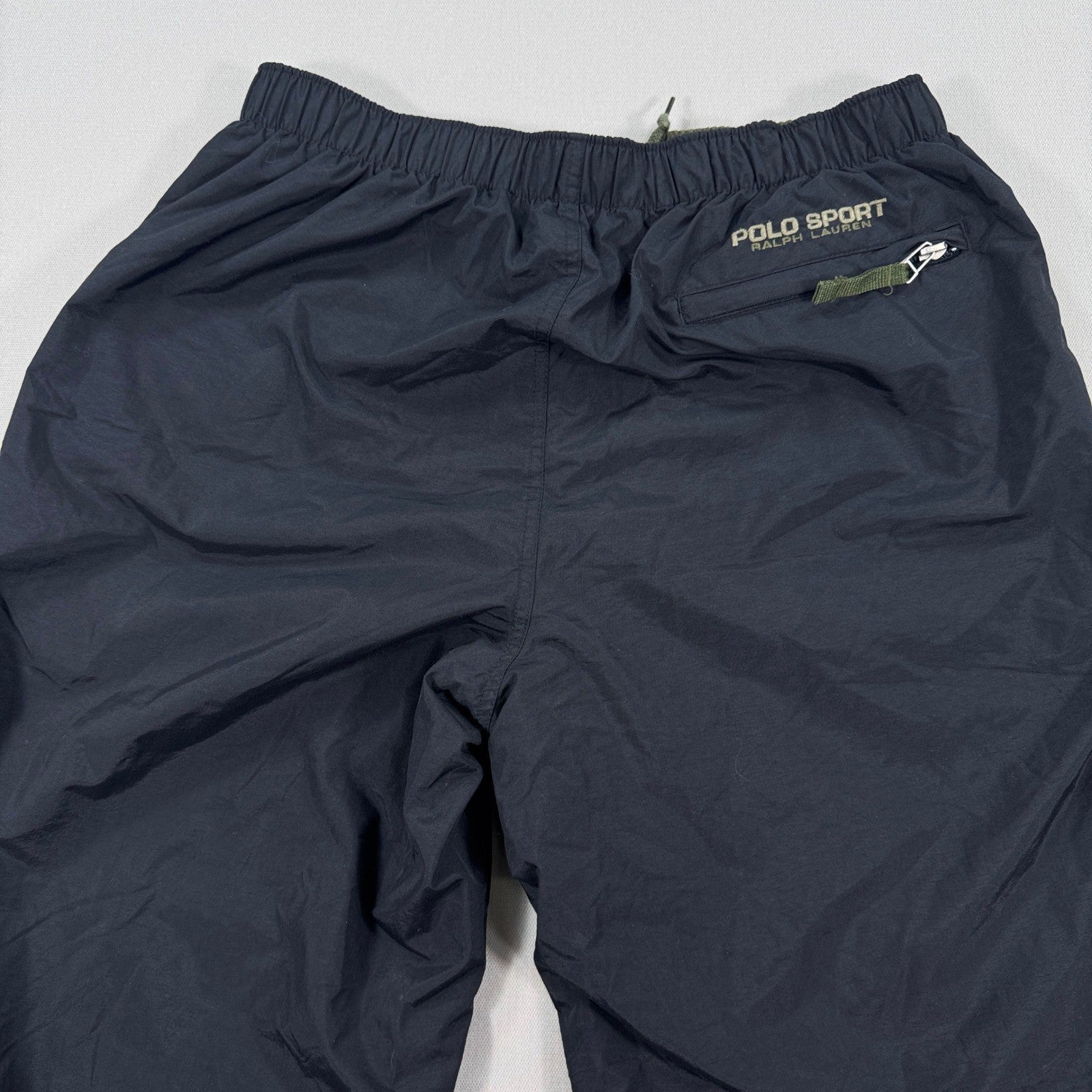 Vintage Polo Sport Ralph Lauren Track Pants Zip Leg mens Small Navy Blue Mesh