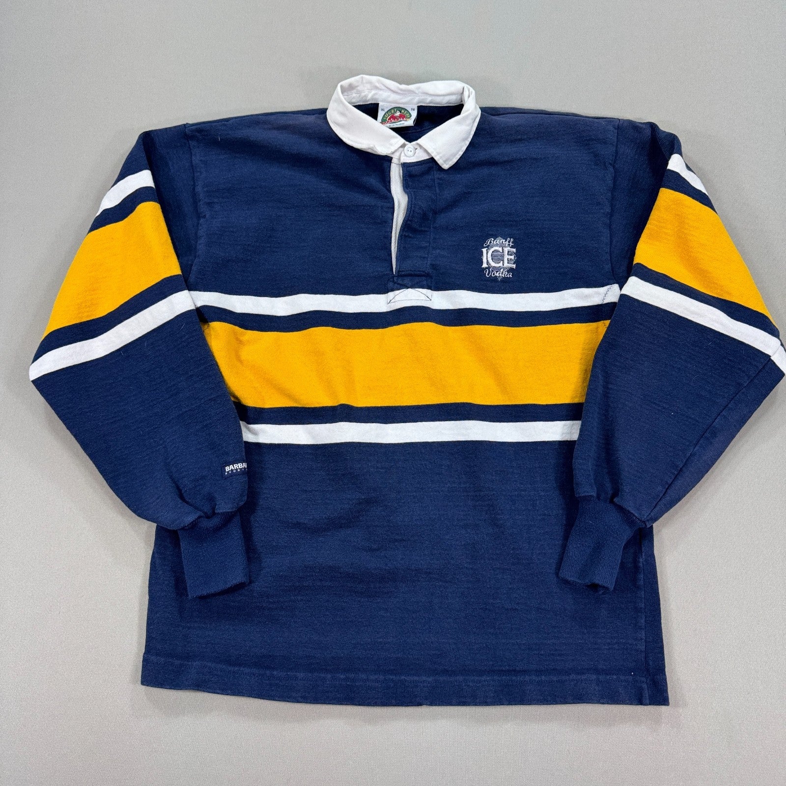 Vintage Barbarian Rugby Wear Shirt Rams / Ice mens Blue Striped Made In Canada