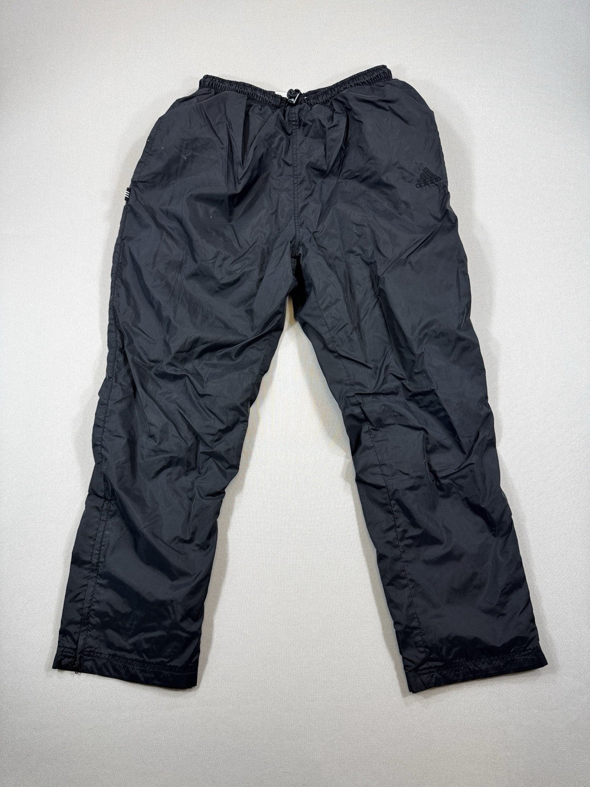 Vintage 90s Adidas Track Pants mens Medium Black Windbreaker Y2K Baggy Lined