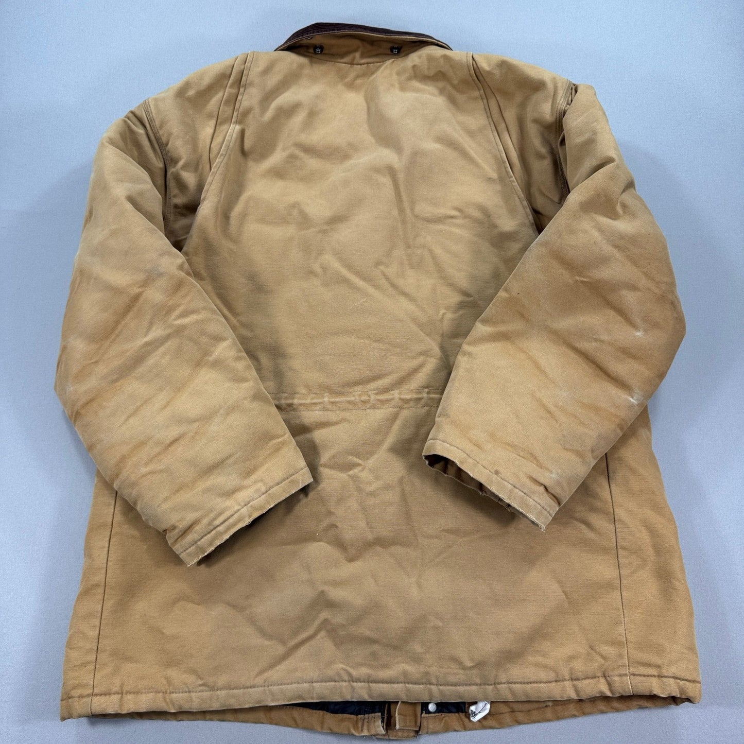 Vintage Tough Duck Chore Jacket mens 2XL Brown Canvas Barn Coat Insulated Lined