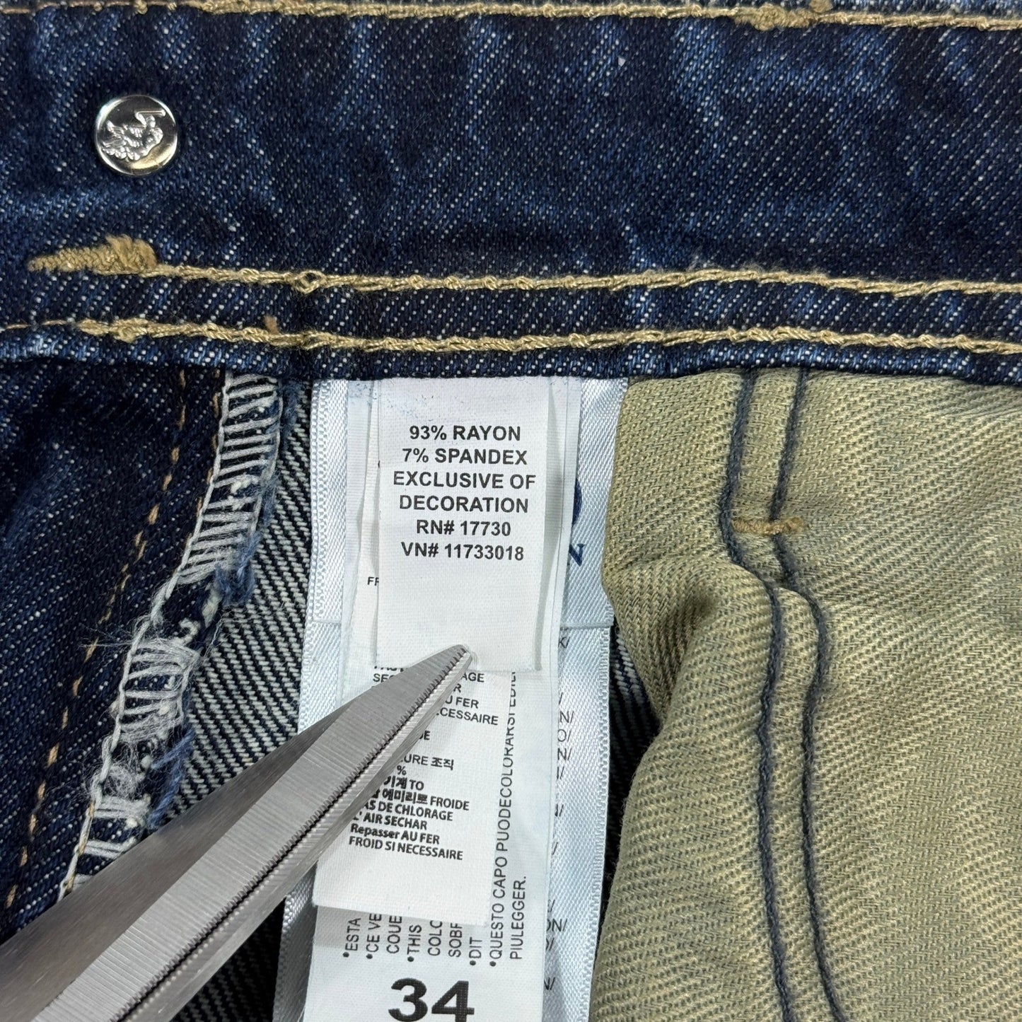 Ralph Lauren Jeans Straight Fit Denim Blue mens Size 34 Studded Back Pockets