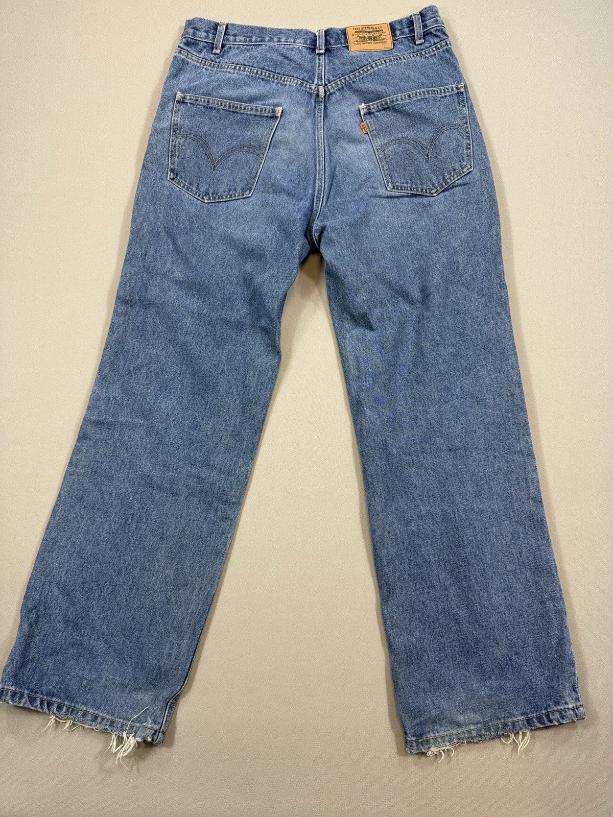 VTG Baggy Levi's Original Jeans Orange Tab Mens 36x32 Blue Denim Distressed