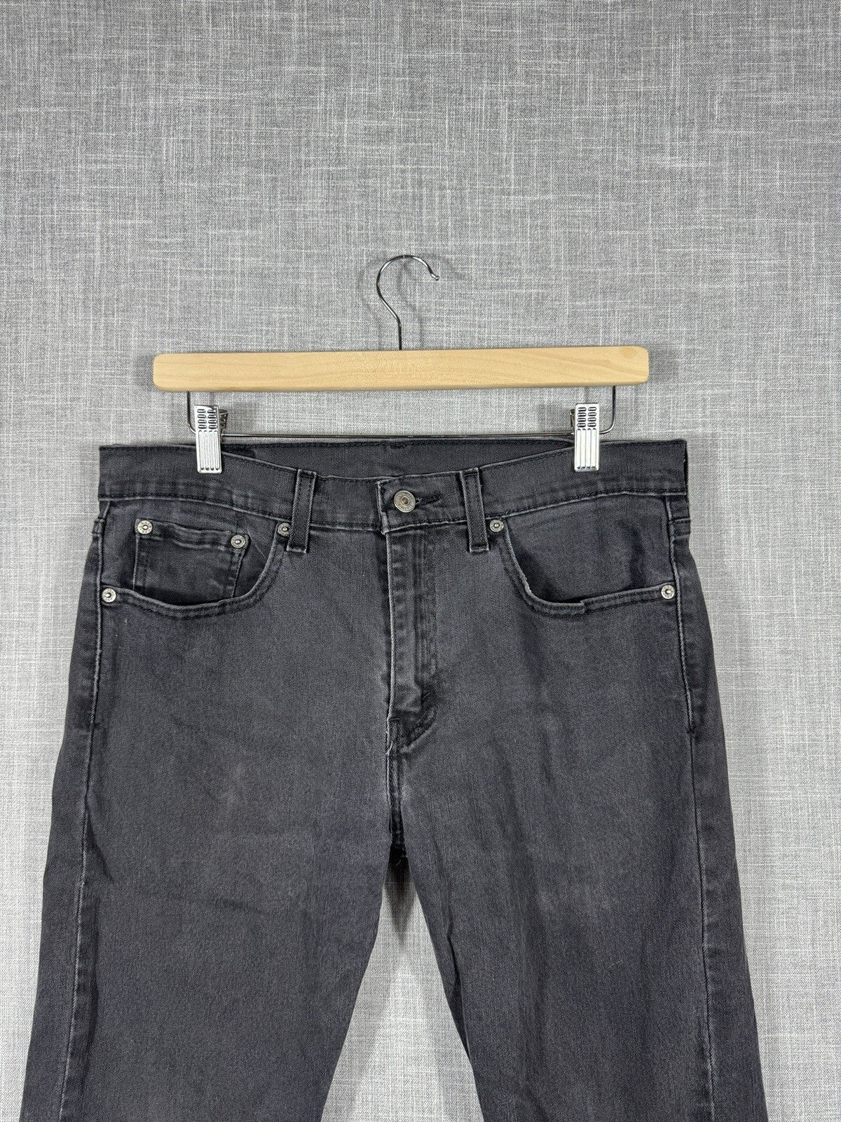 Levi Strauss 502 Straight Stretch Black Jeans Dark Wash Mens 32x32