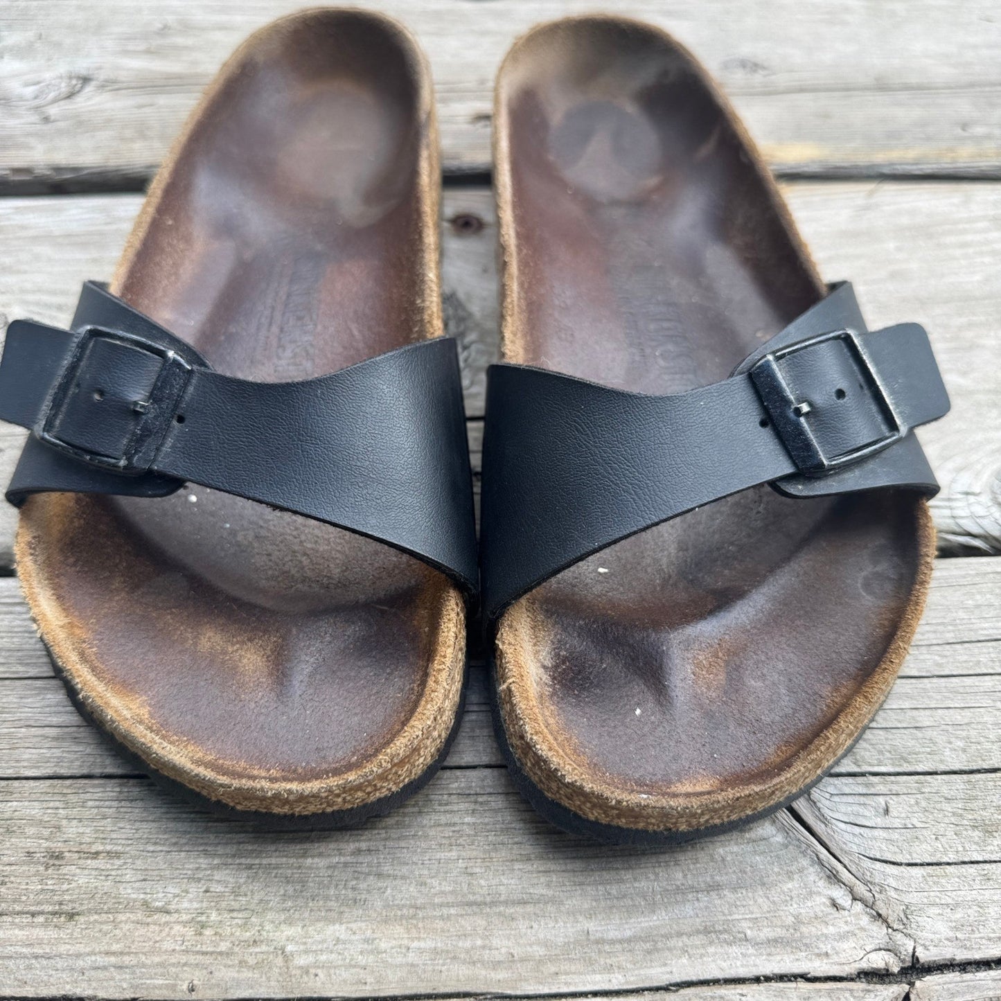 Birkenstock US 8 Madrid One Strap Black Slip On Slides Sandals Womens 36