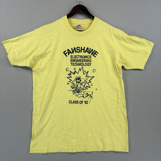 Vintage 1992 Electrician College Shirt Men’s XL Yellow Single Stitch Made in USA