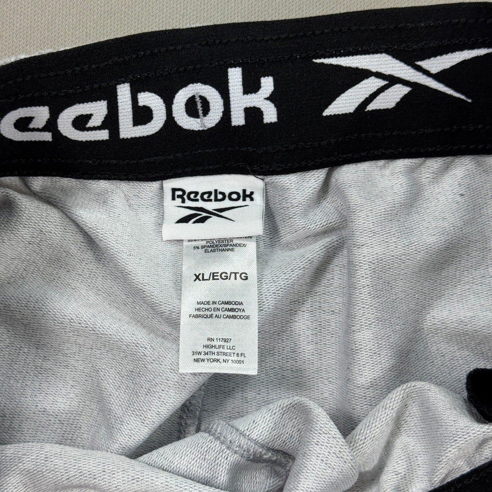 NWT Reebok Doubletime Pants mens XL Heather Gray Zip Pocket Slim Fit Drawstring