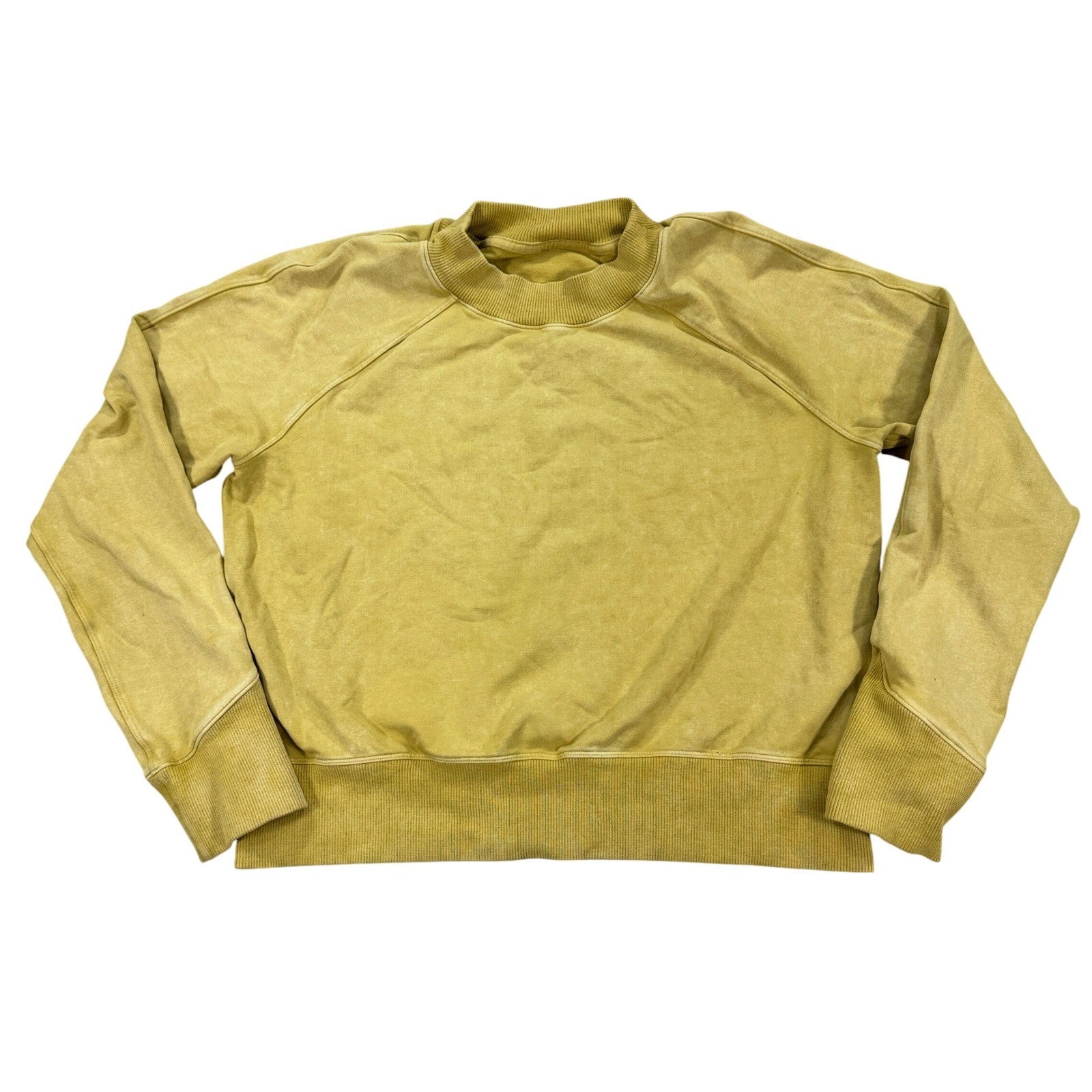 Lululemon Ready To Roll Sweatshirt Womens Medium Yellow Crop Boxy Crew Pullover