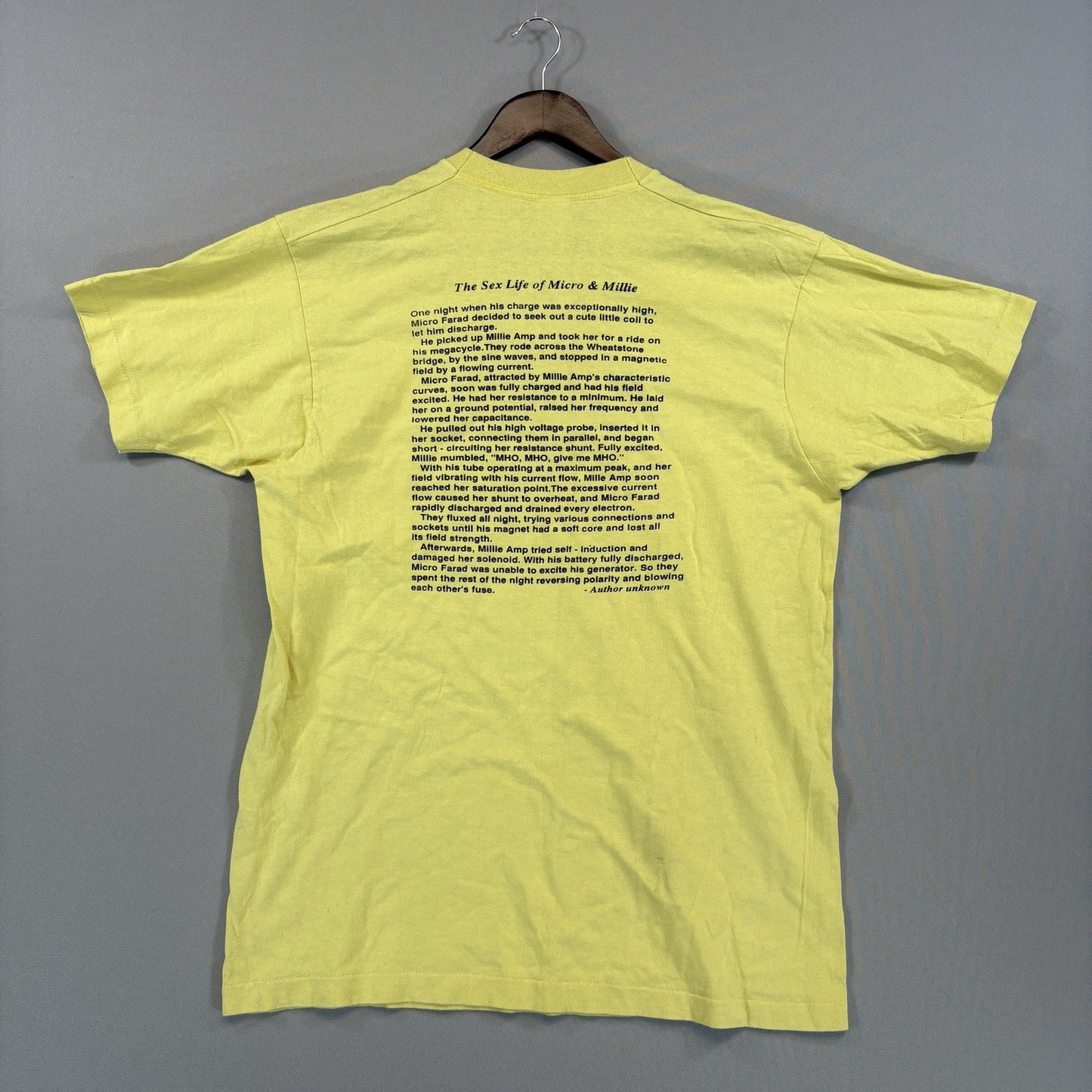 Vintage 1992 Electrician College Shirt Men’s XL Yellow Single Stitch Made in USA