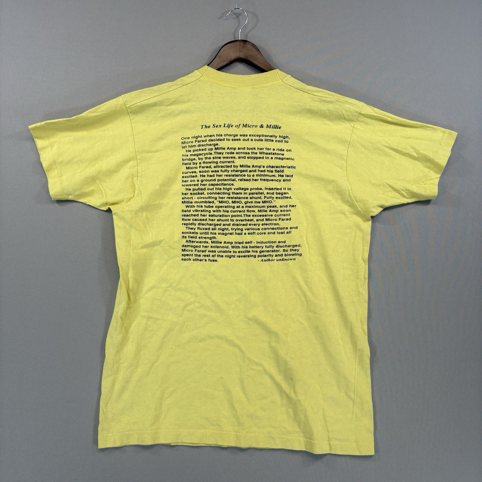 Vintage 1992 Electrician College Shirt Men’s XL Yellow Single Stitch Made in USA