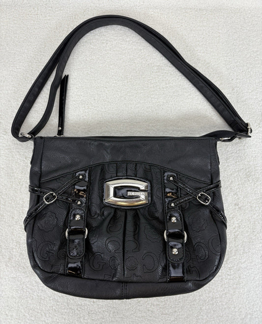 Vintage GUSSACI Black Handbag Full Zip Adjustable Leather